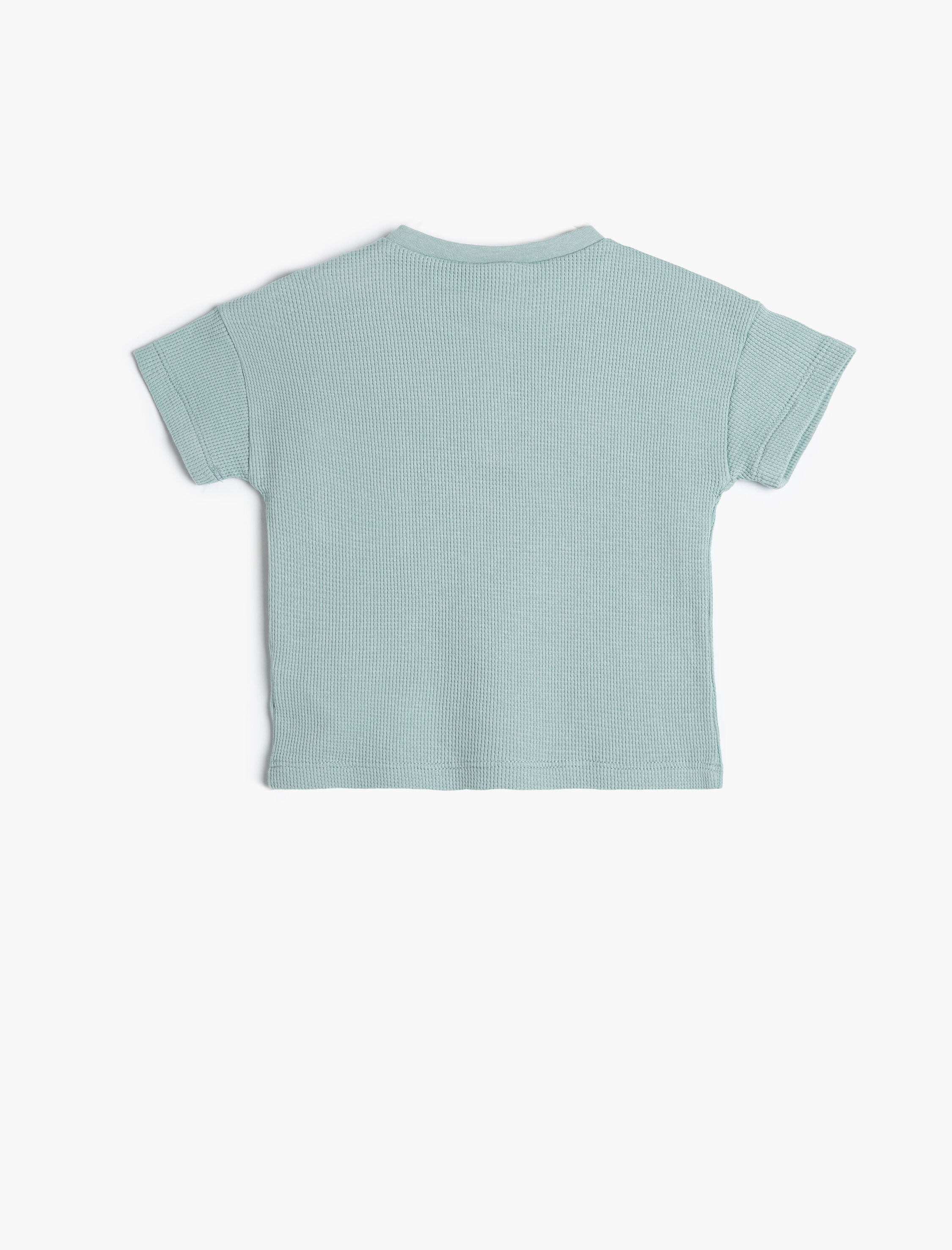  Erkek Bebek Tişört Cepli Kısa Kollu Bisiklet Yaka Fitilli Pamuklu