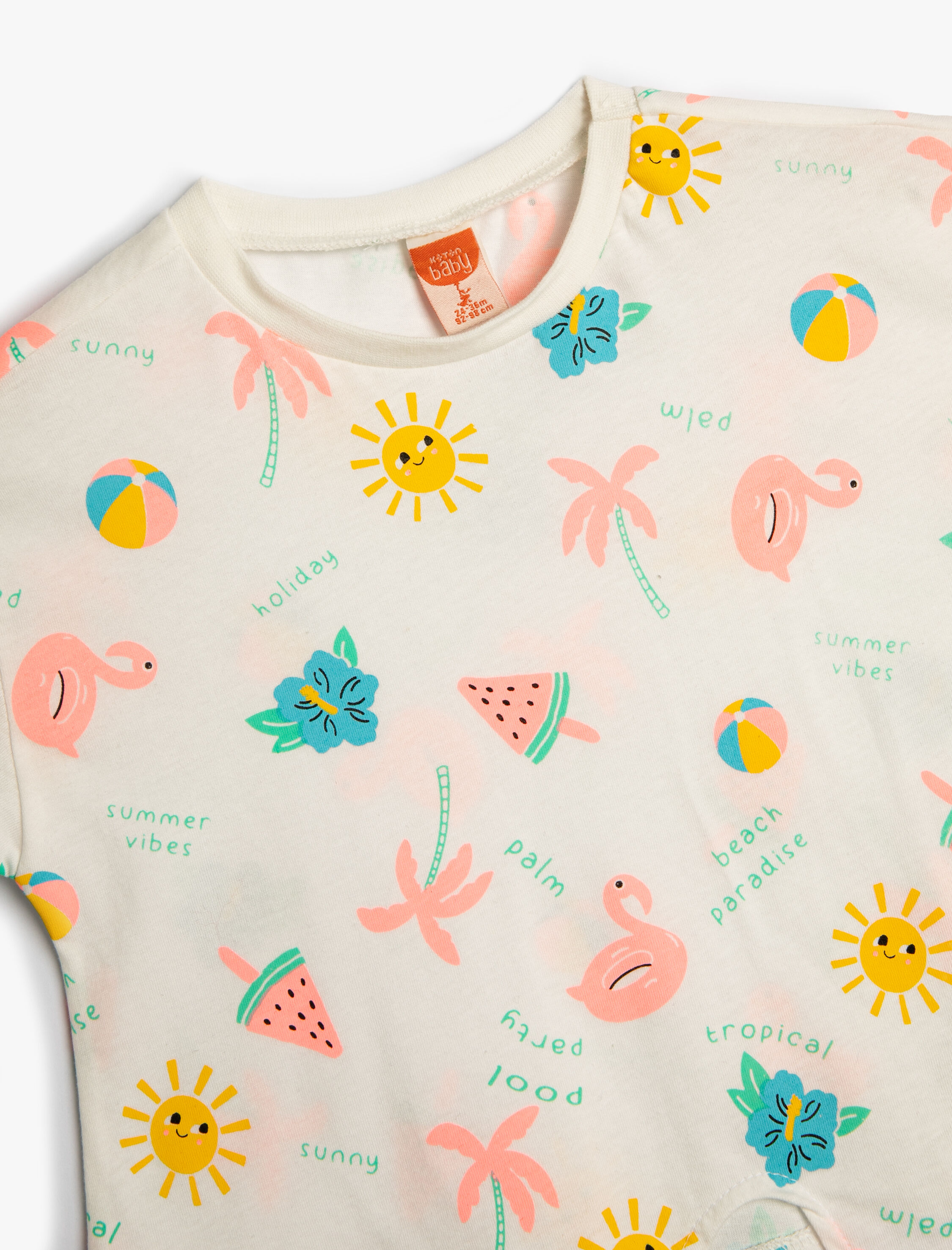  Kız Bebek Tişört Kısa Kollu Önden Bağlamalı Pamuklu