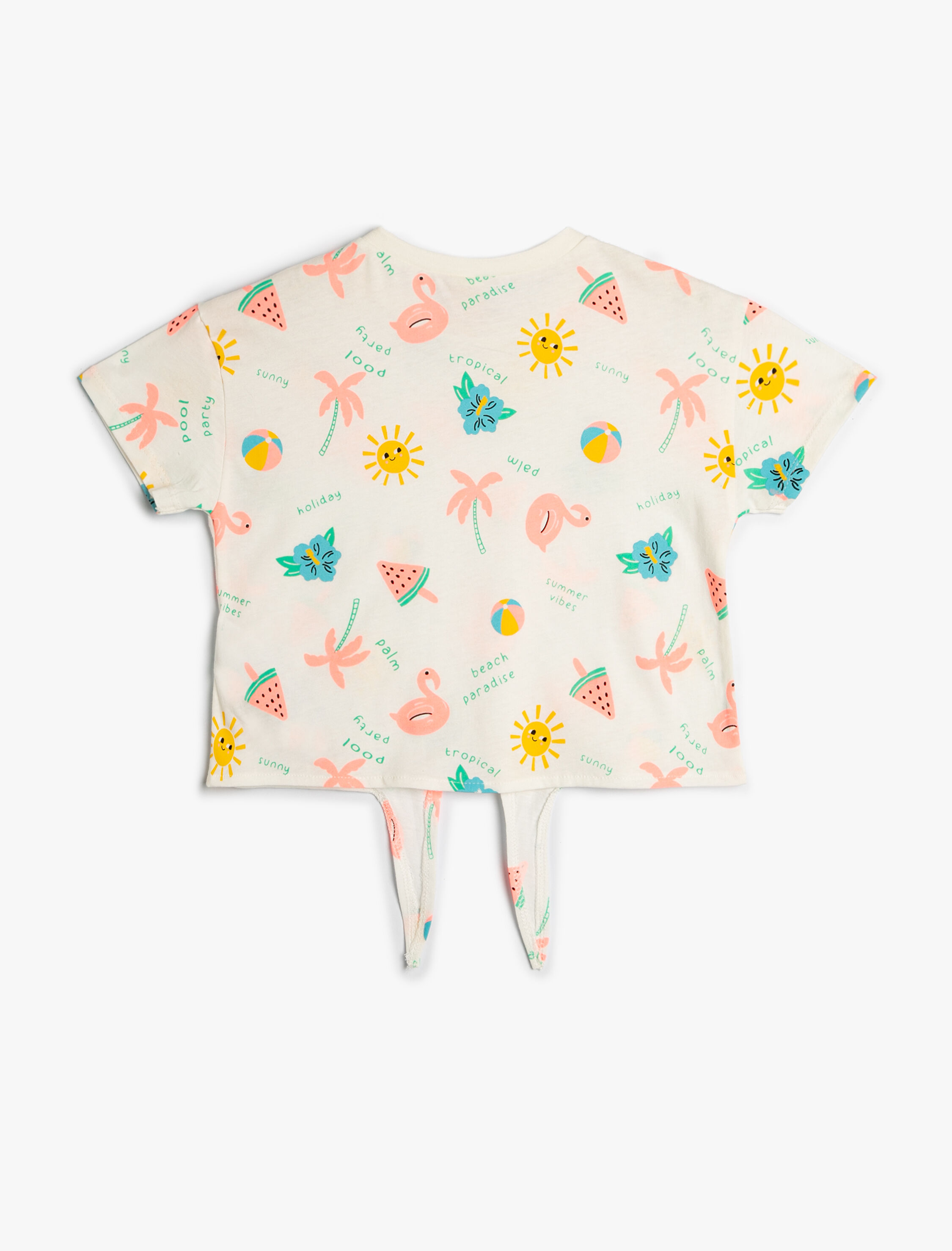  Kız Bebek Tişört Kısa Kollu Önden Bağlamalı Pamuklu