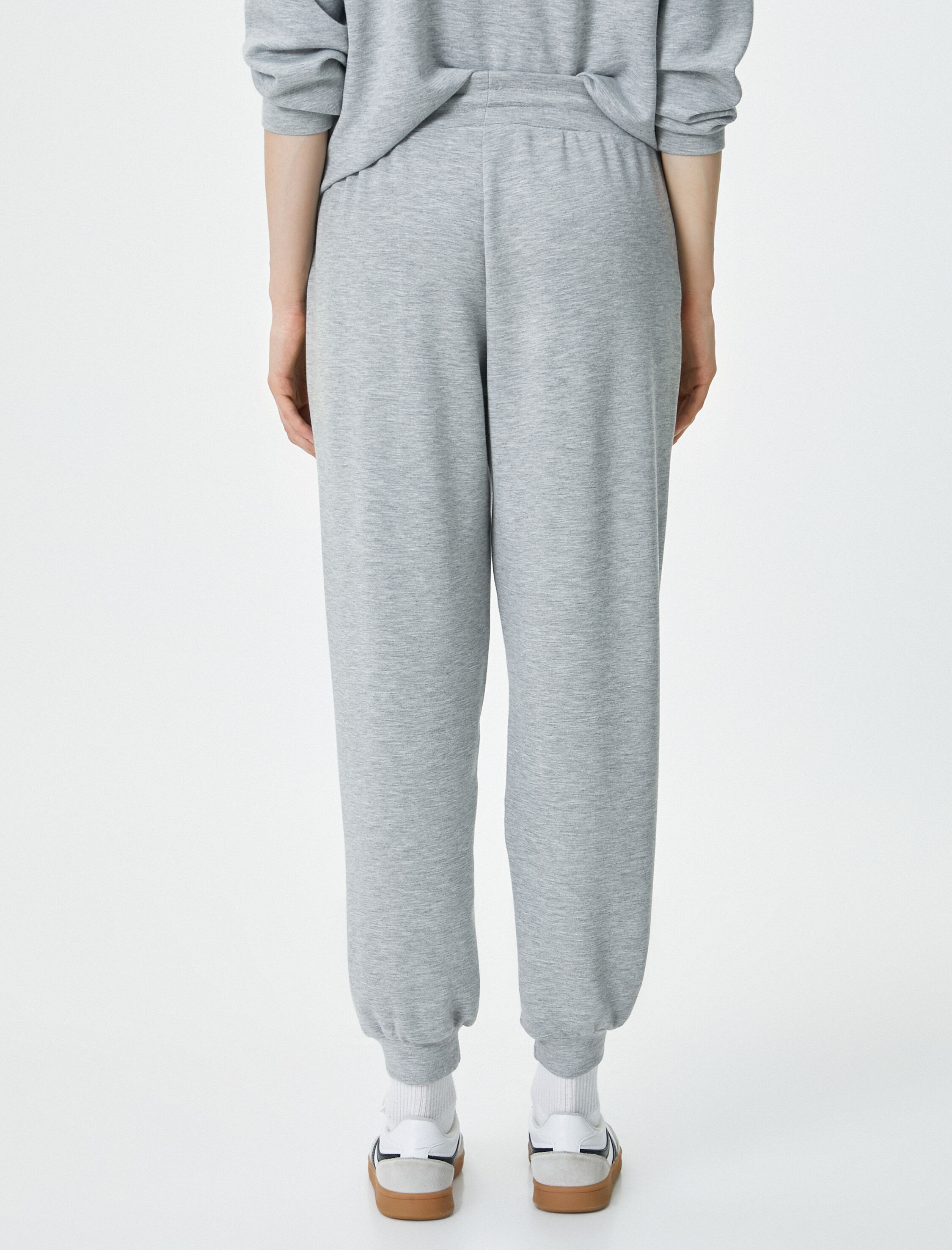   Jogger Eşofman Altı Beli Bağcıklı Cep Detaylı Nervürlü Viskon