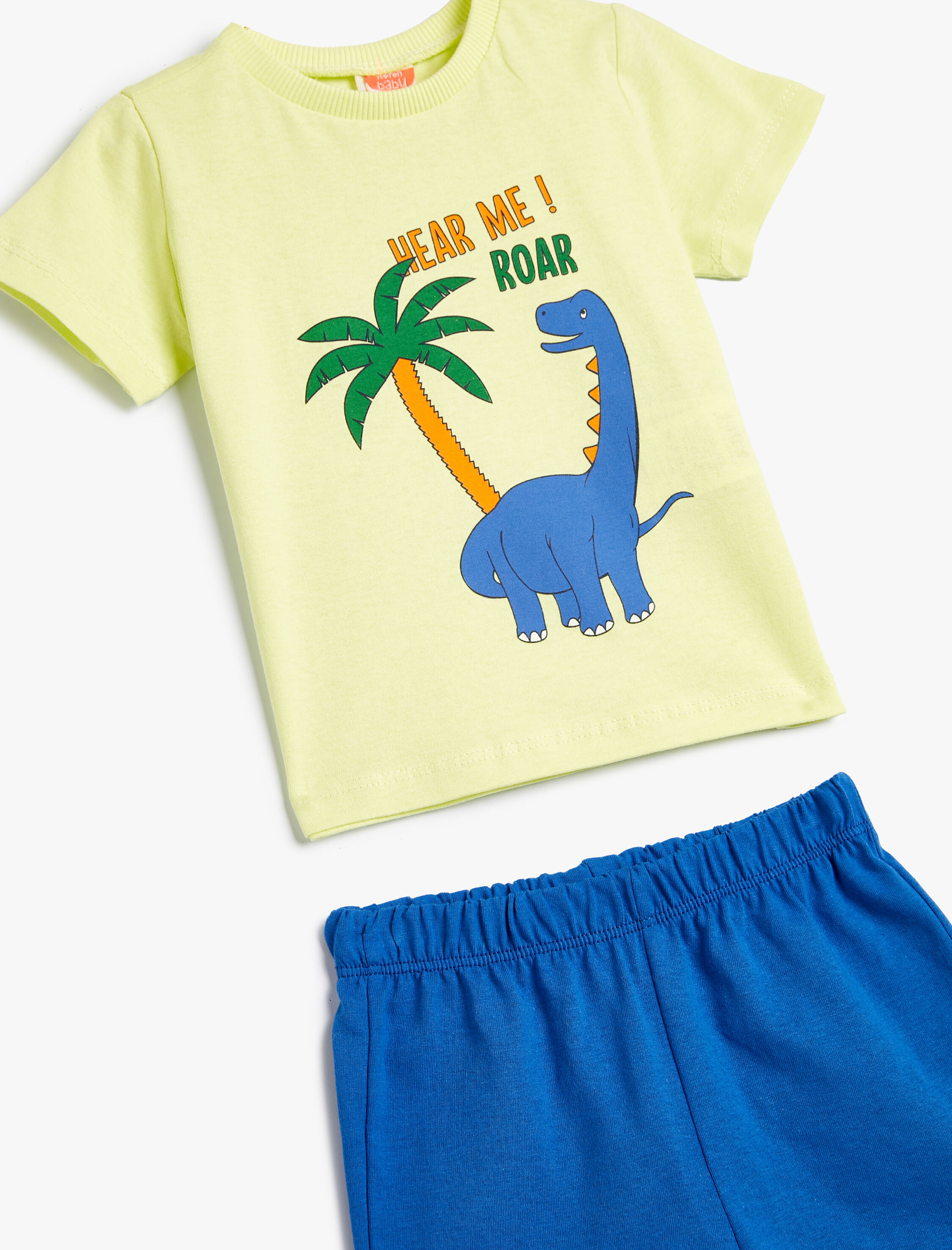  Erkek Bebek Takım 2'li Şort Tişört Baskılı Pamuklu