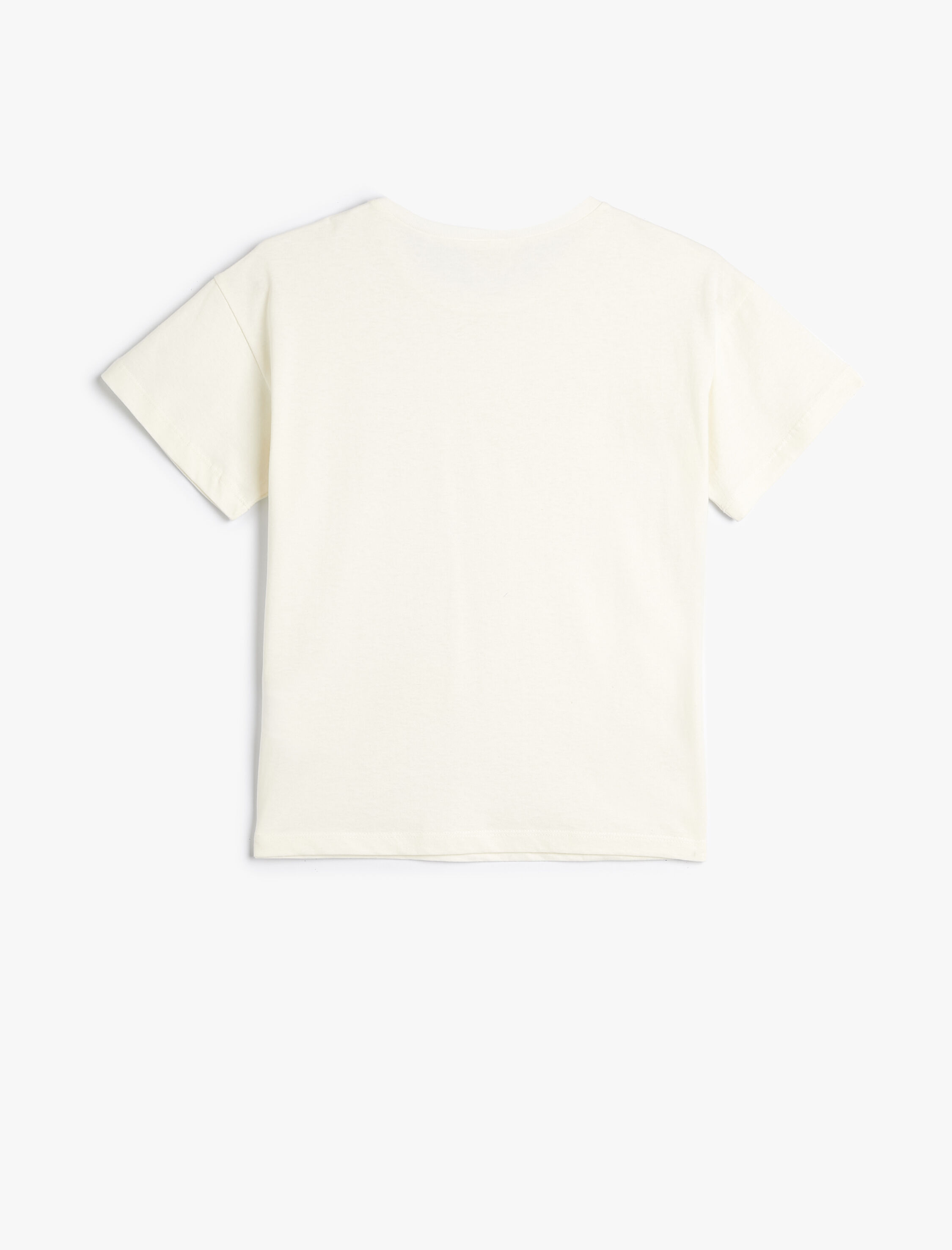  Kız Çocuk Tişört Kelebek Aplikeli Bisiklet Yaka Pamuklu