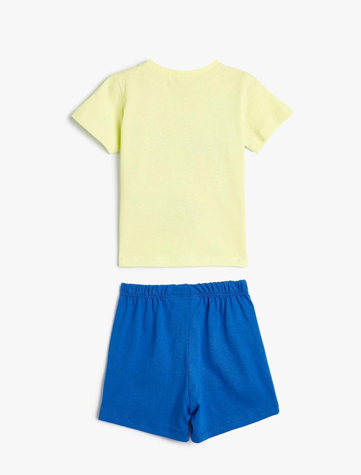 Erkek Bebek Takım 2'li Şort Tişört Baskılı Pamuklu