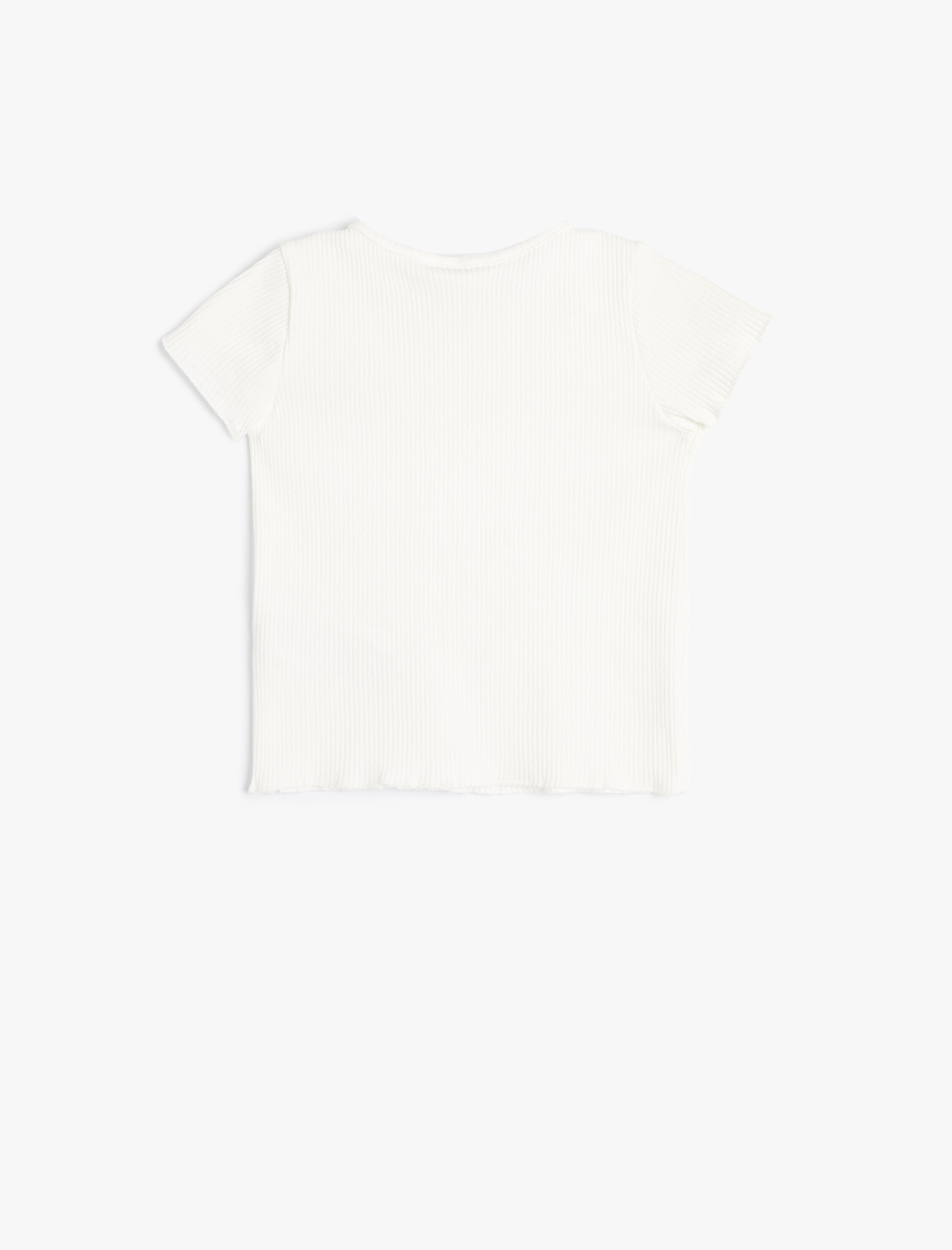  Kız Bebek Tişört Dondurma Baskılı Kısa Kollu Bisiklet Yaka Fitilli Pamuklu