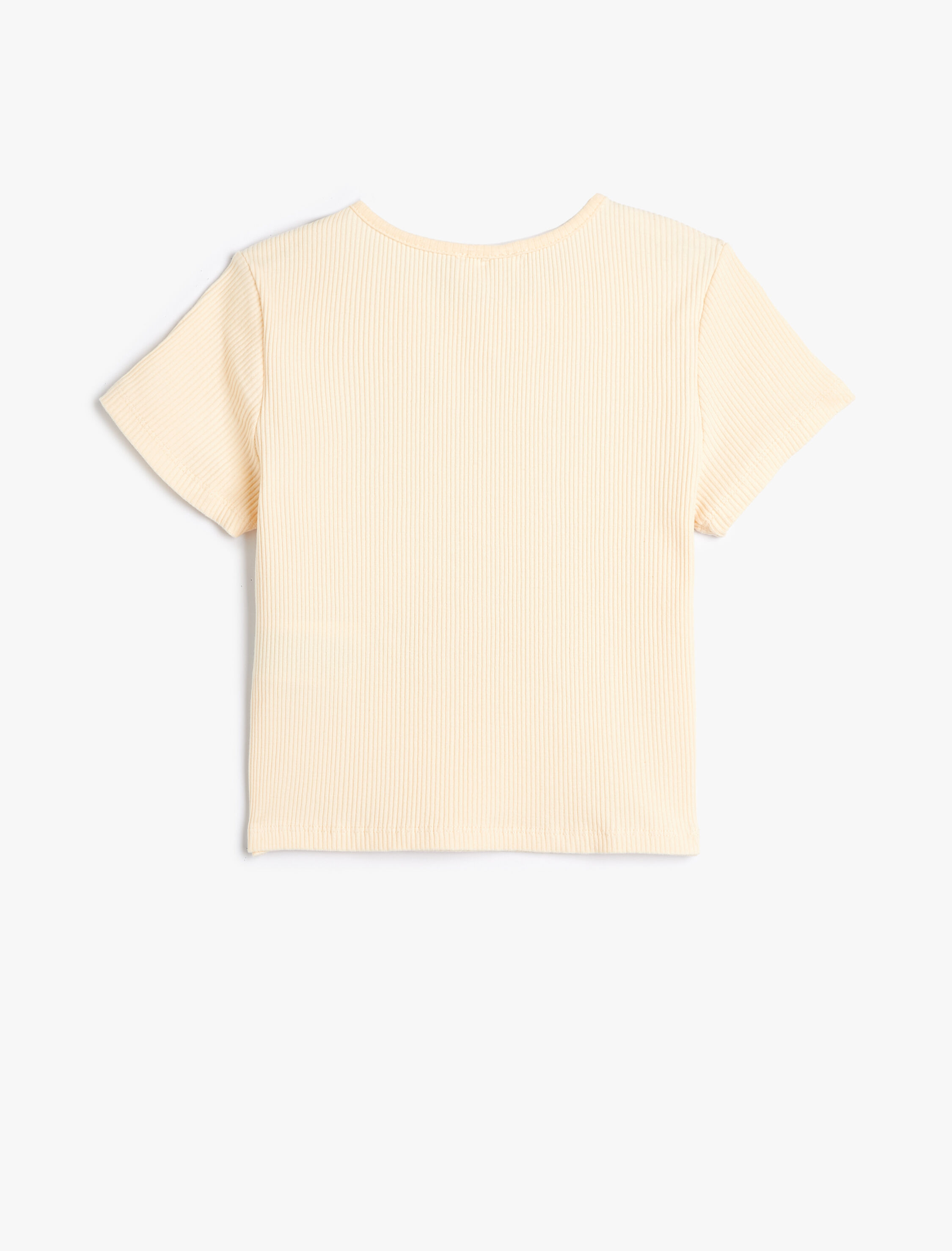  Kız Çocuk Crop Tişört Tropik Baskılı Kısa Kollu Bisiklet Yaka Pamuklu