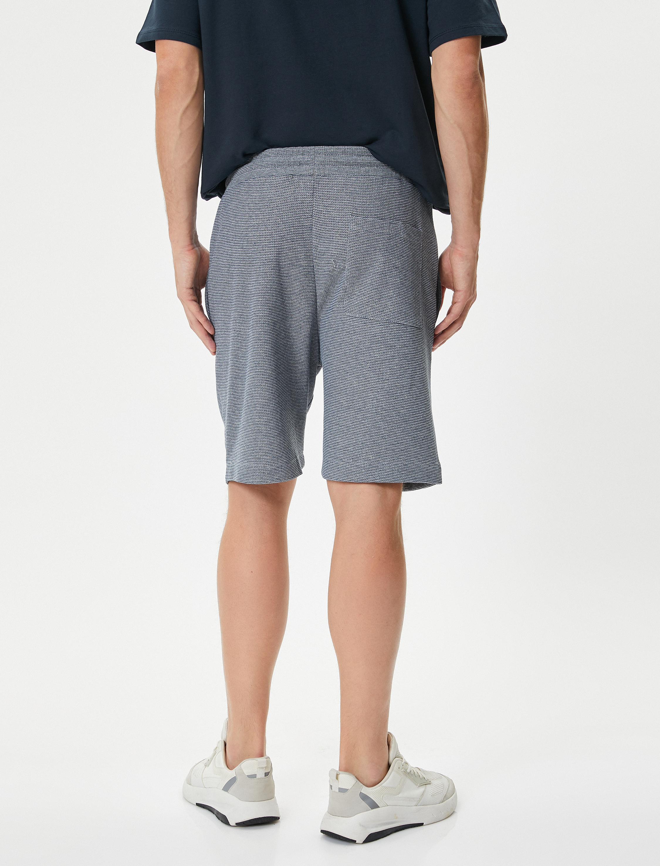   Bermuda Şort Beli Bağcıklı Nervürlü Cepli