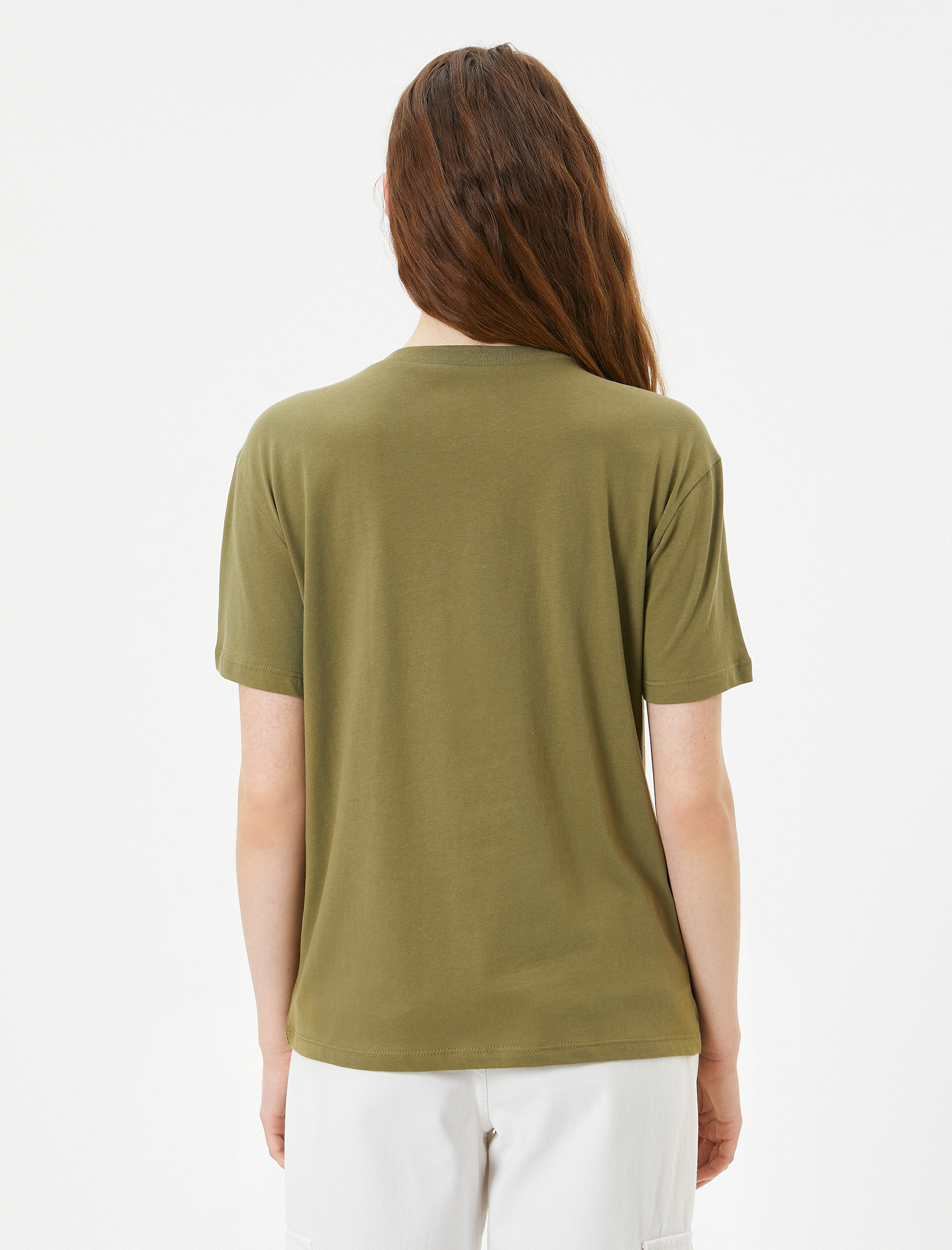   Tişört Kolej Baskılı Bisiklet Yaka Kısa Kollu Pamuklu