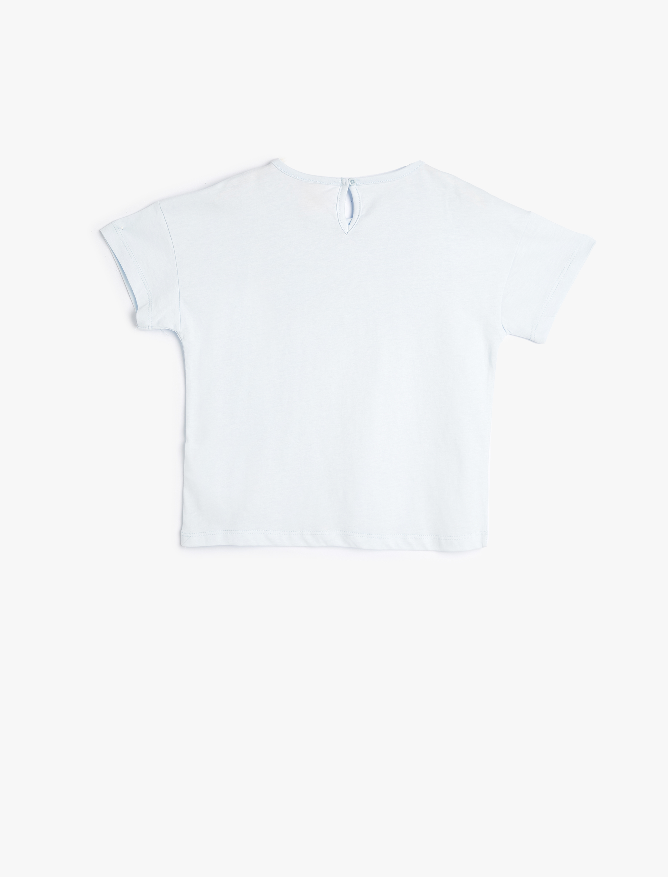  Kız Bebek Tişört Kısa Kollu Bisiklet Yaka Deniz Atı Baskılı Pamuklu