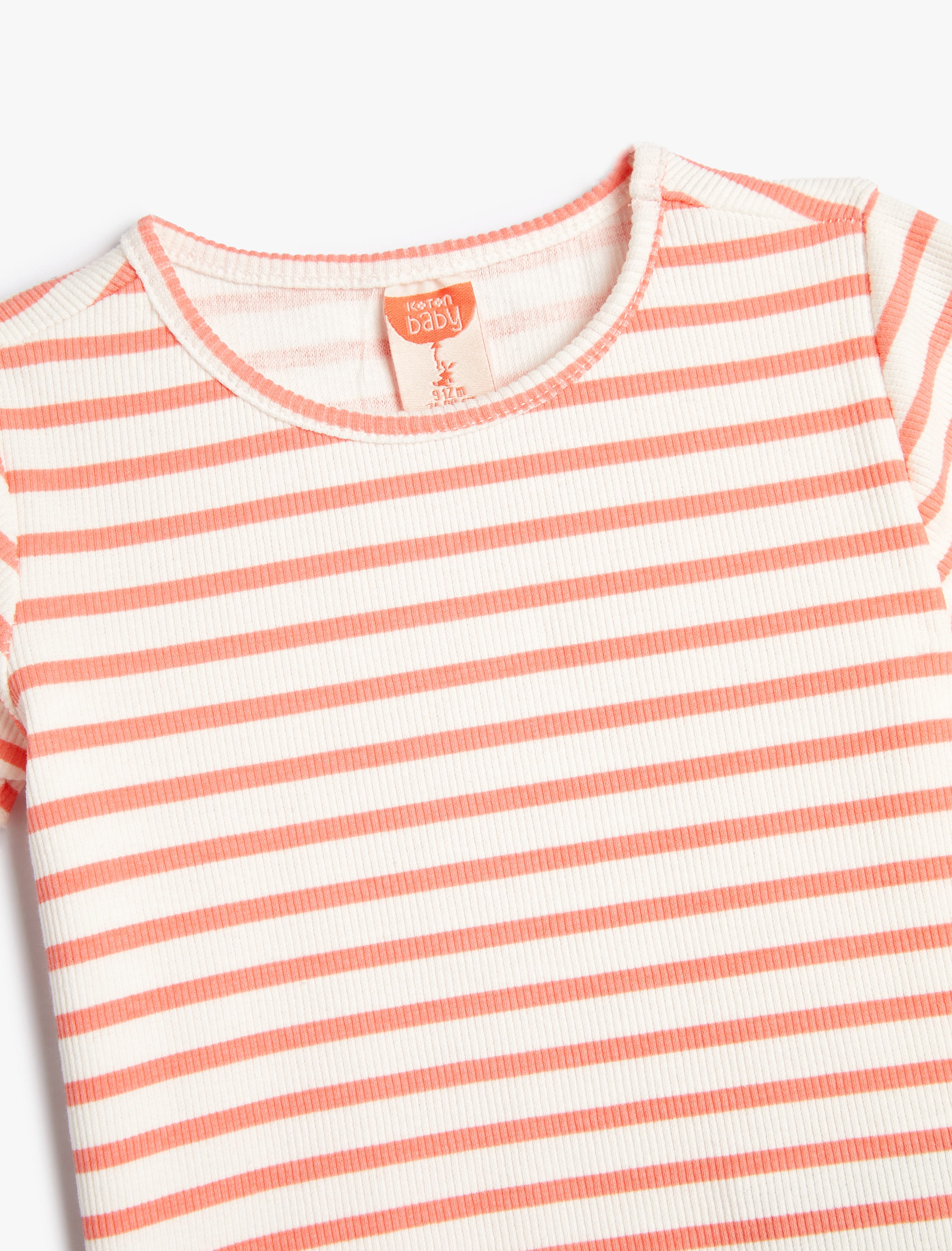  Kız Bebek Tişört Kısa Kollu Yuvarlak Yaka Ribanalı Pamuklu