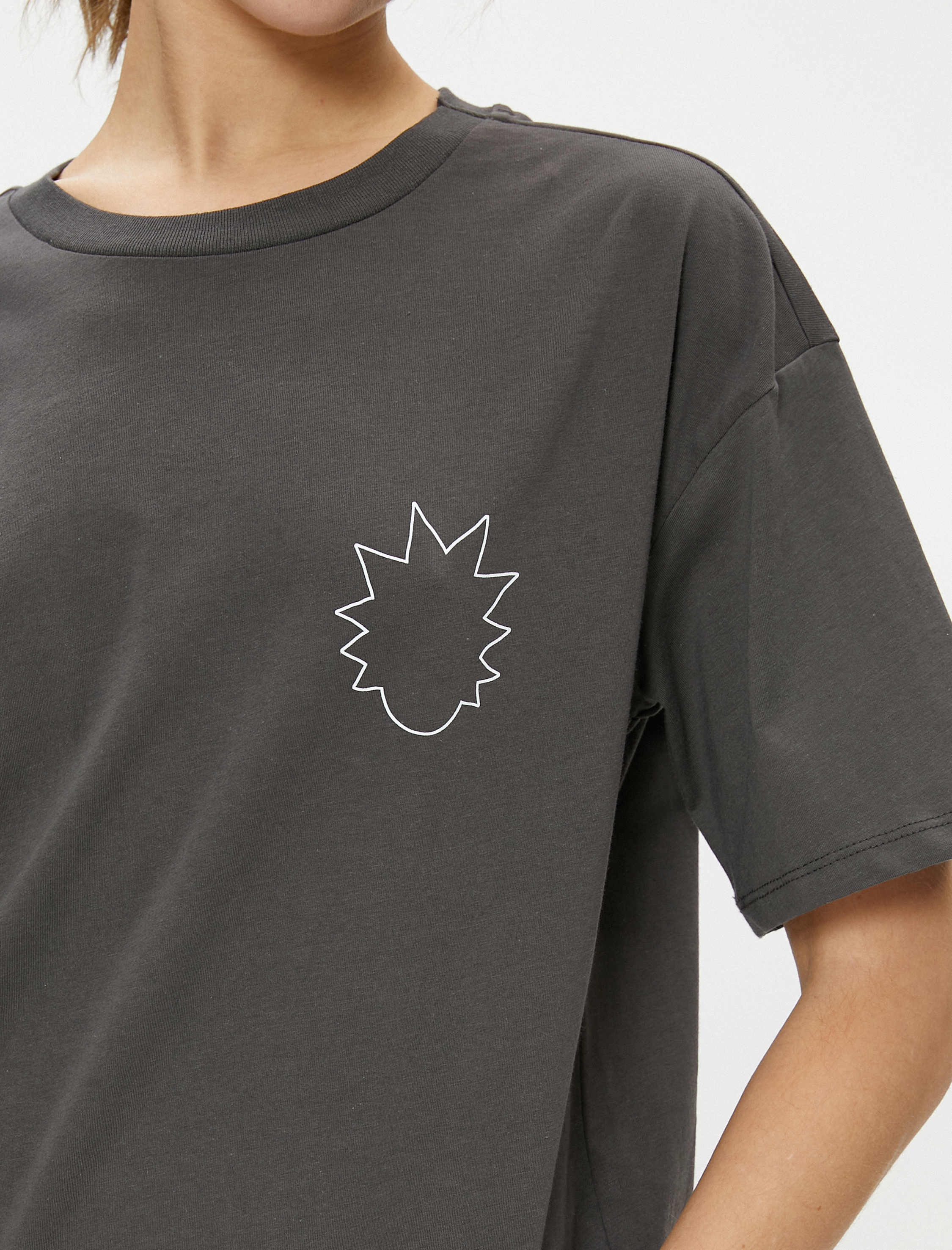   Rick and Morty Tişört Baskılı Kısa Kollu Bisiklet Yaka