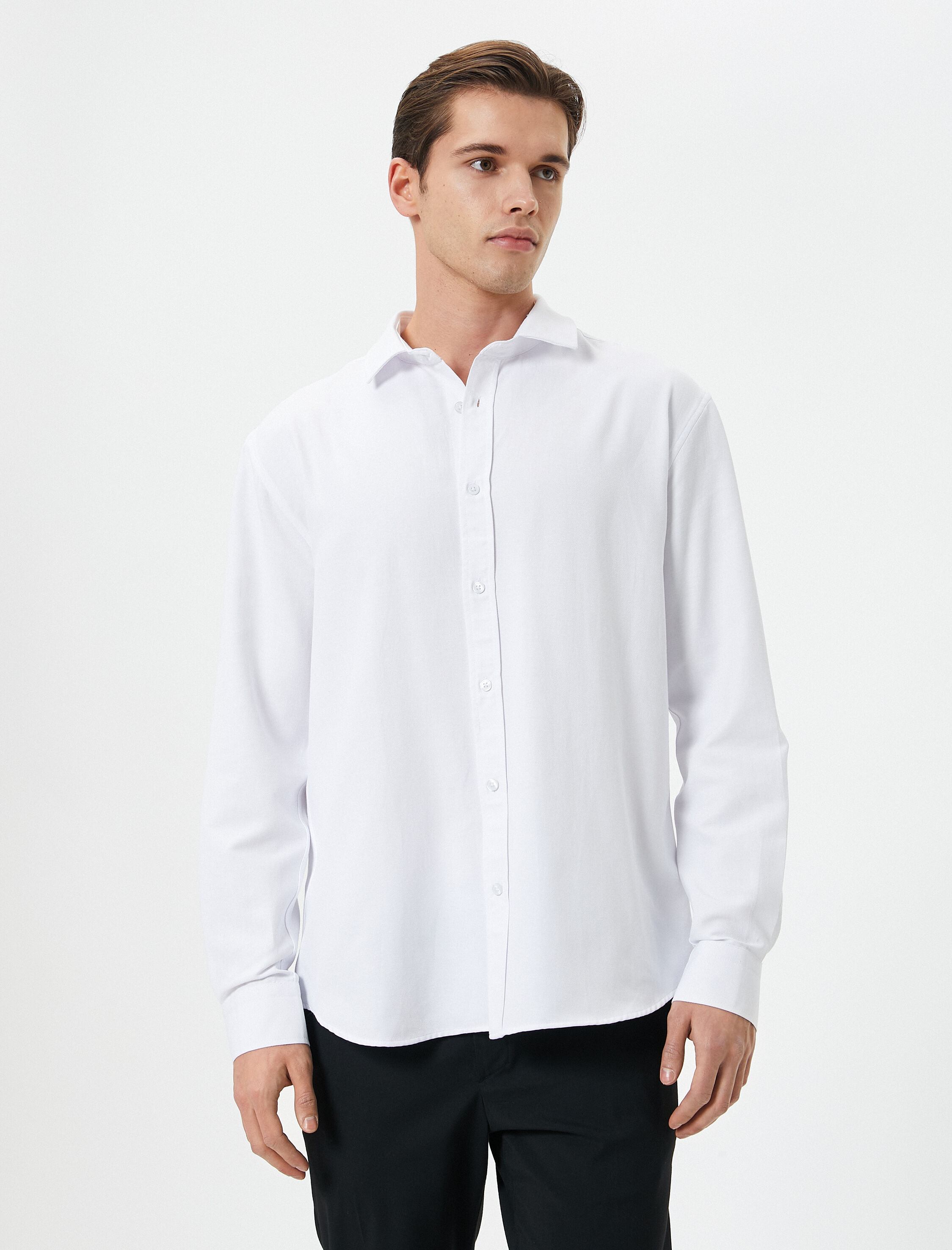   Klasik Gömlek Basic Düğmeli Uzun Kollu Regular Fit