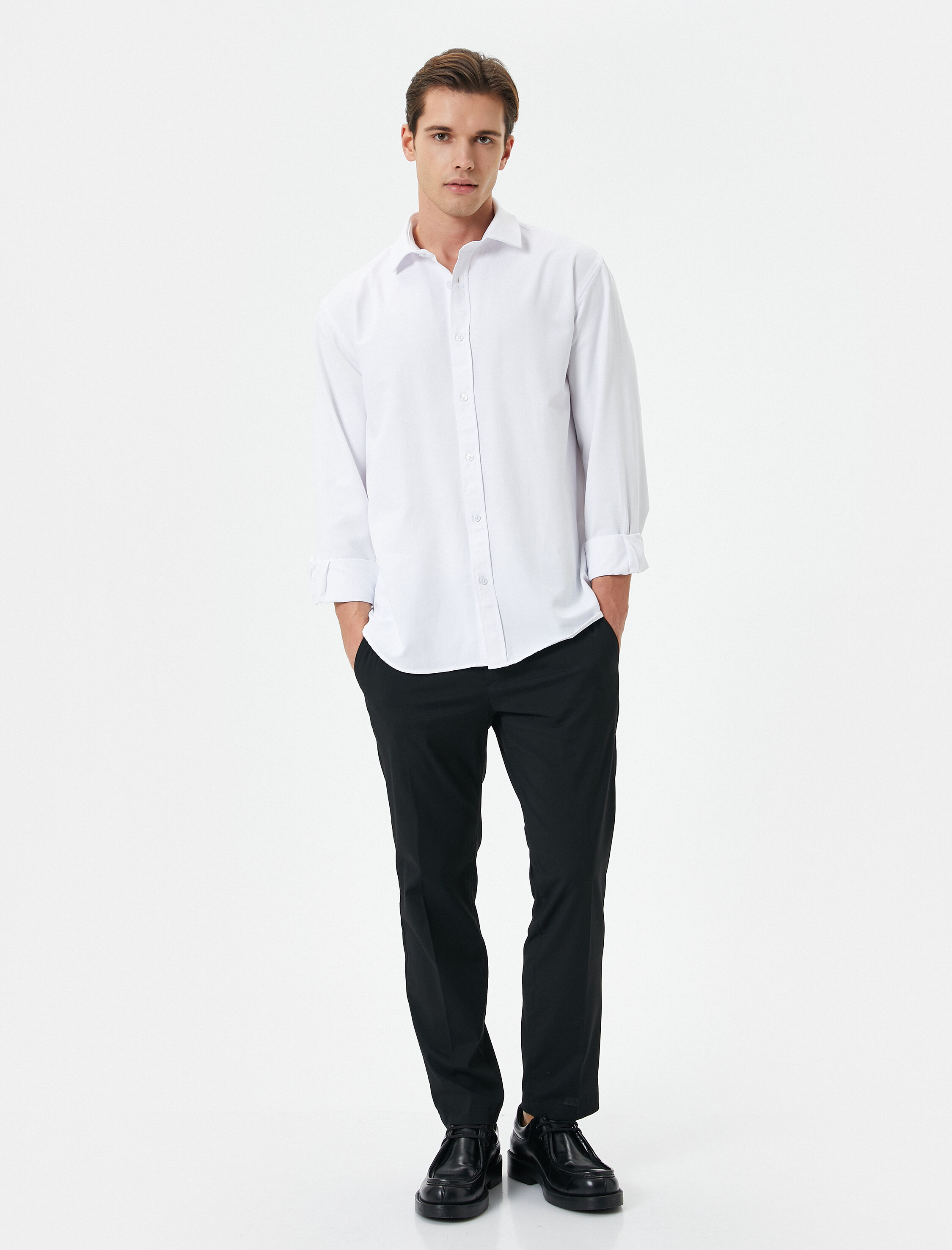   Klasik Gömlek Basic Düğmeli Uzun Kollu Regular Fit