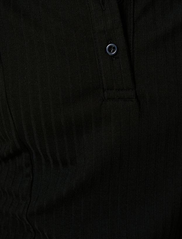 Polo Yaka Mini Elbise A Kesim Kısa Kollu Ribanalı_5