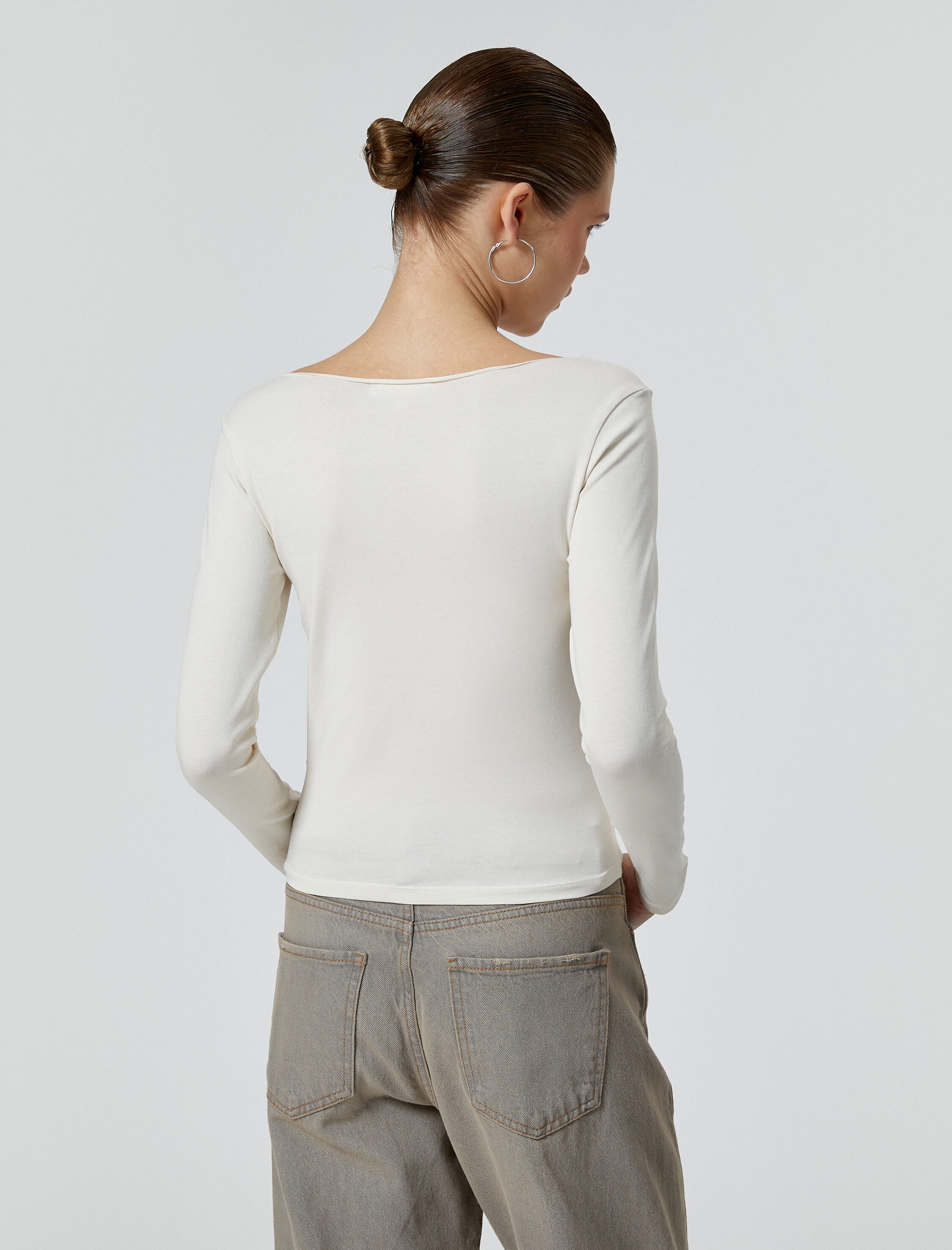   Uzun Kollu Basic Tişört Yuvarlak Yaka Slim Fit Pamuklu