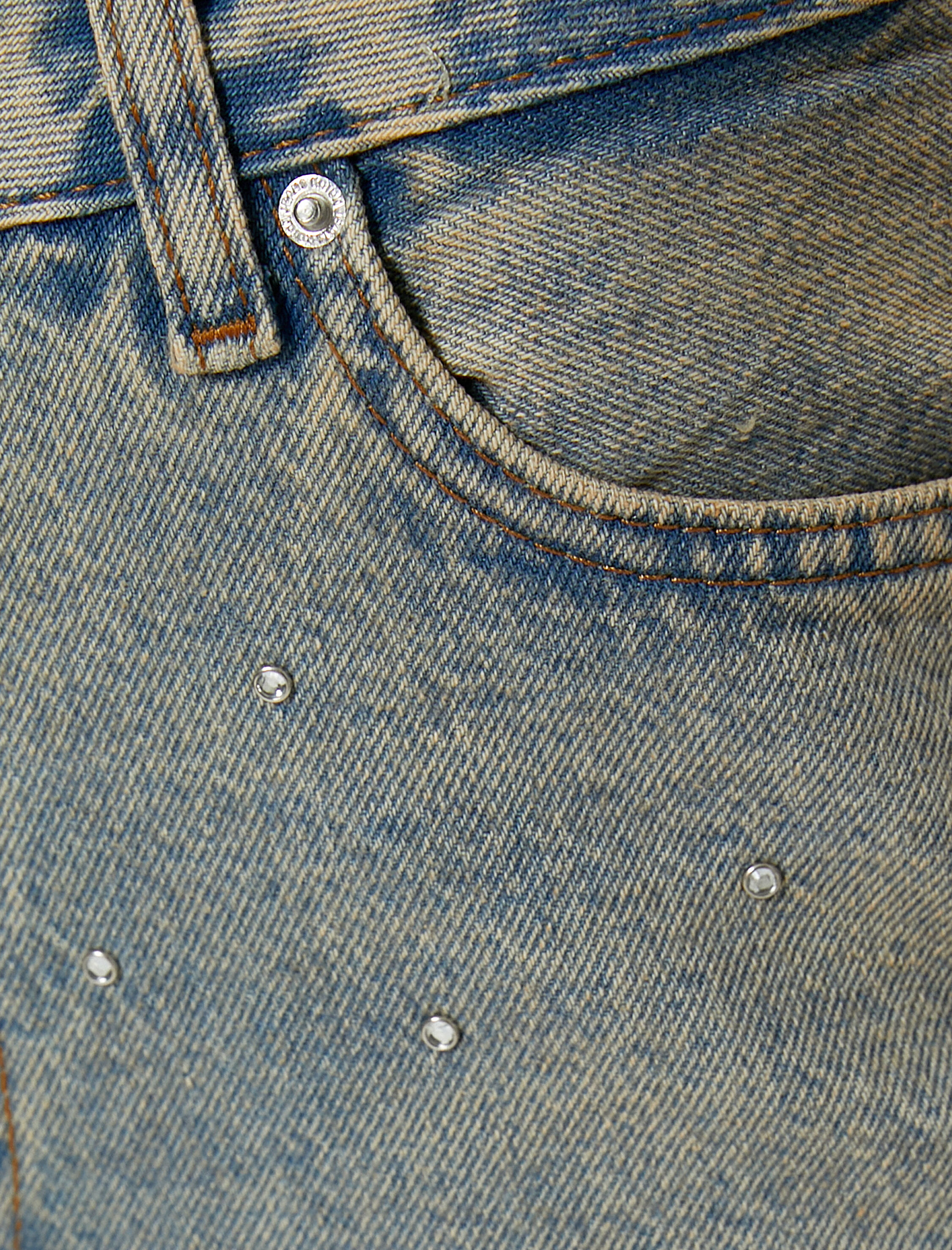   Taşlı Kot Pantolon Straight Jean Yüksek Bel Düz Paça Cepli Pamuklu - Eve Jeans