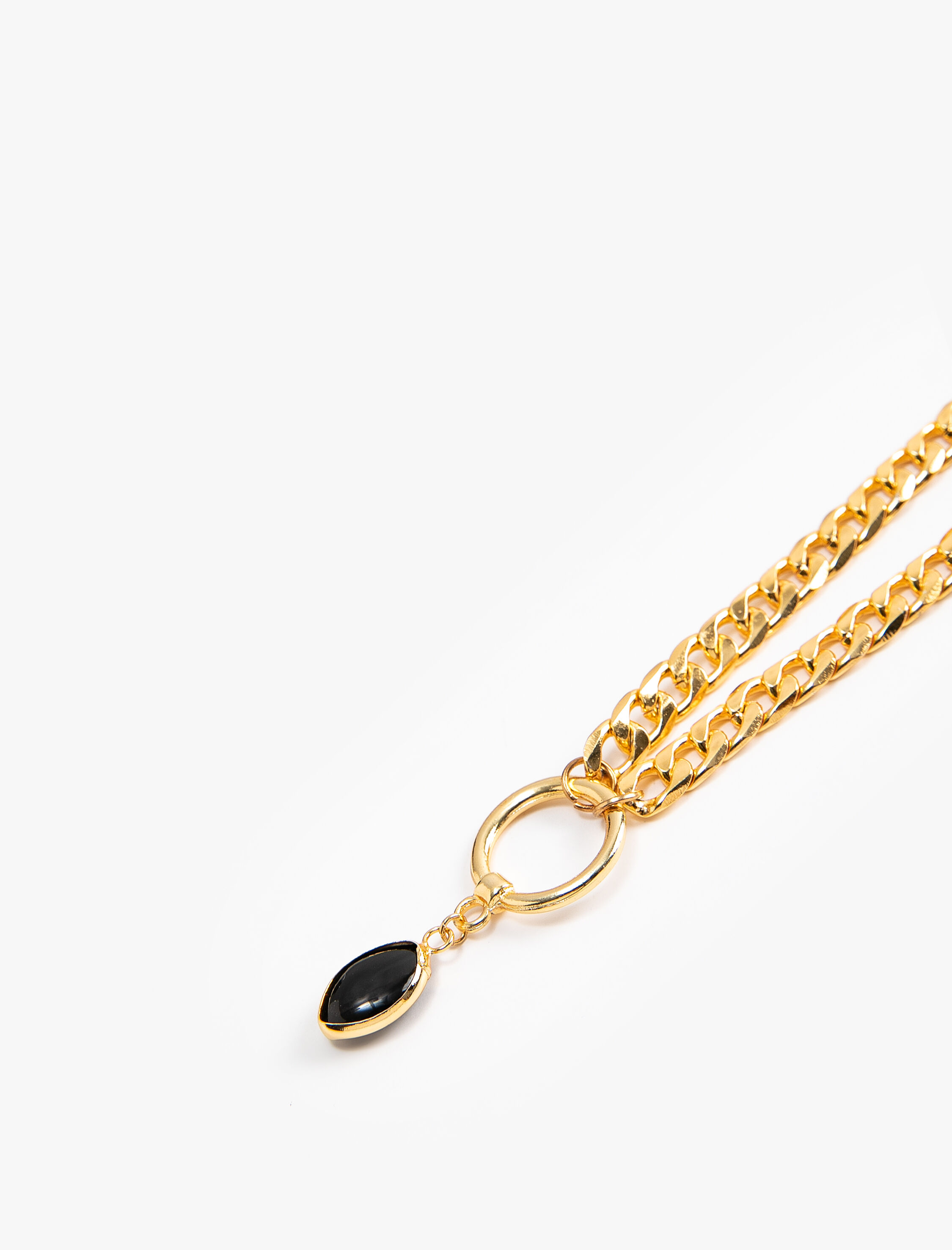  Kadın Zincir Kolye Taş Charm Detaylı