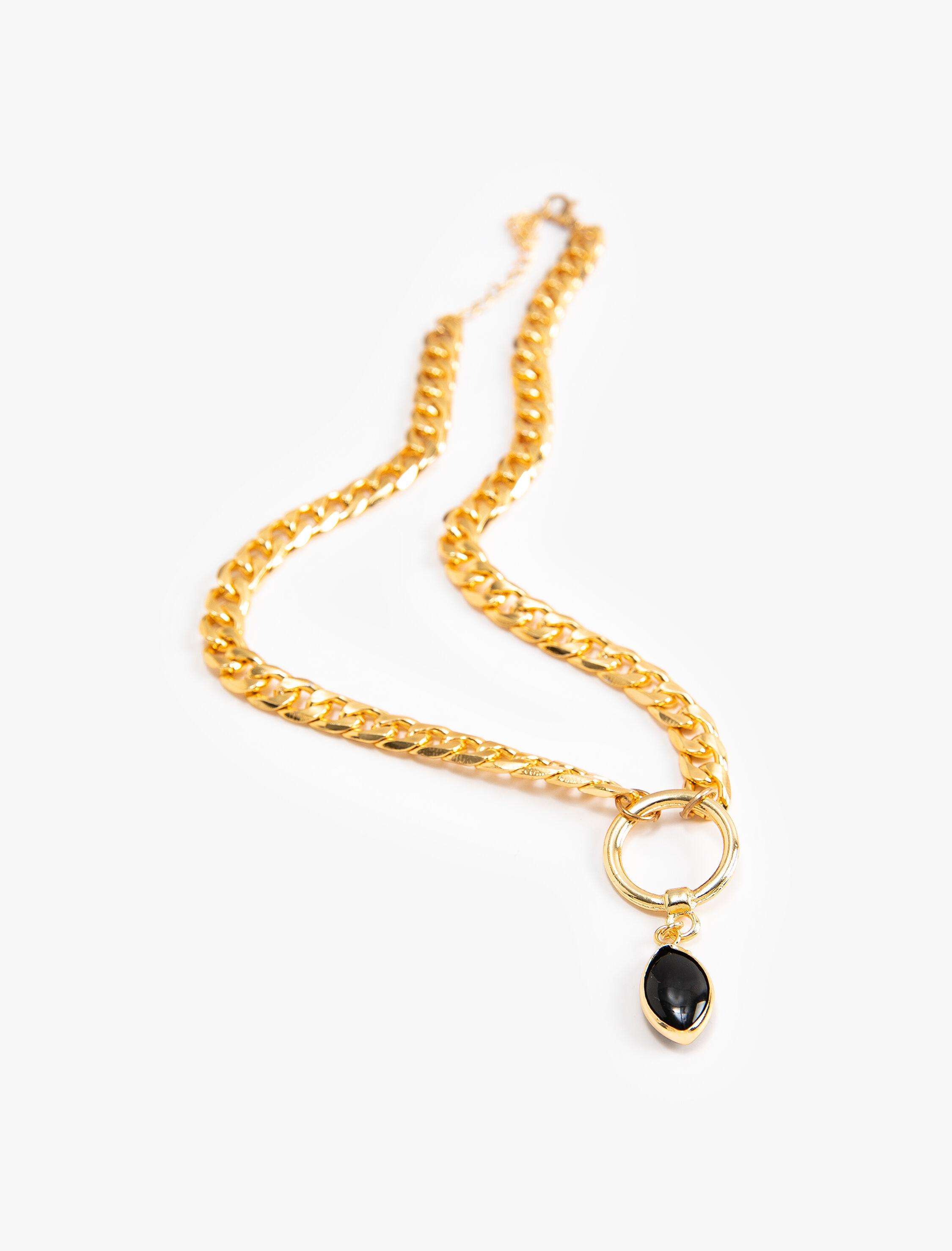  Kadın Zincir Kolye Taş Charm Detaylı