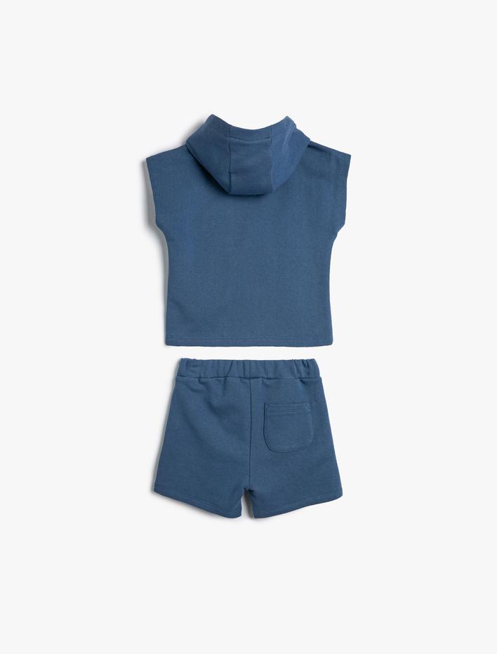 Erkek Bebek Takım 2'li Şort Tişört Baskılı Pamuklu