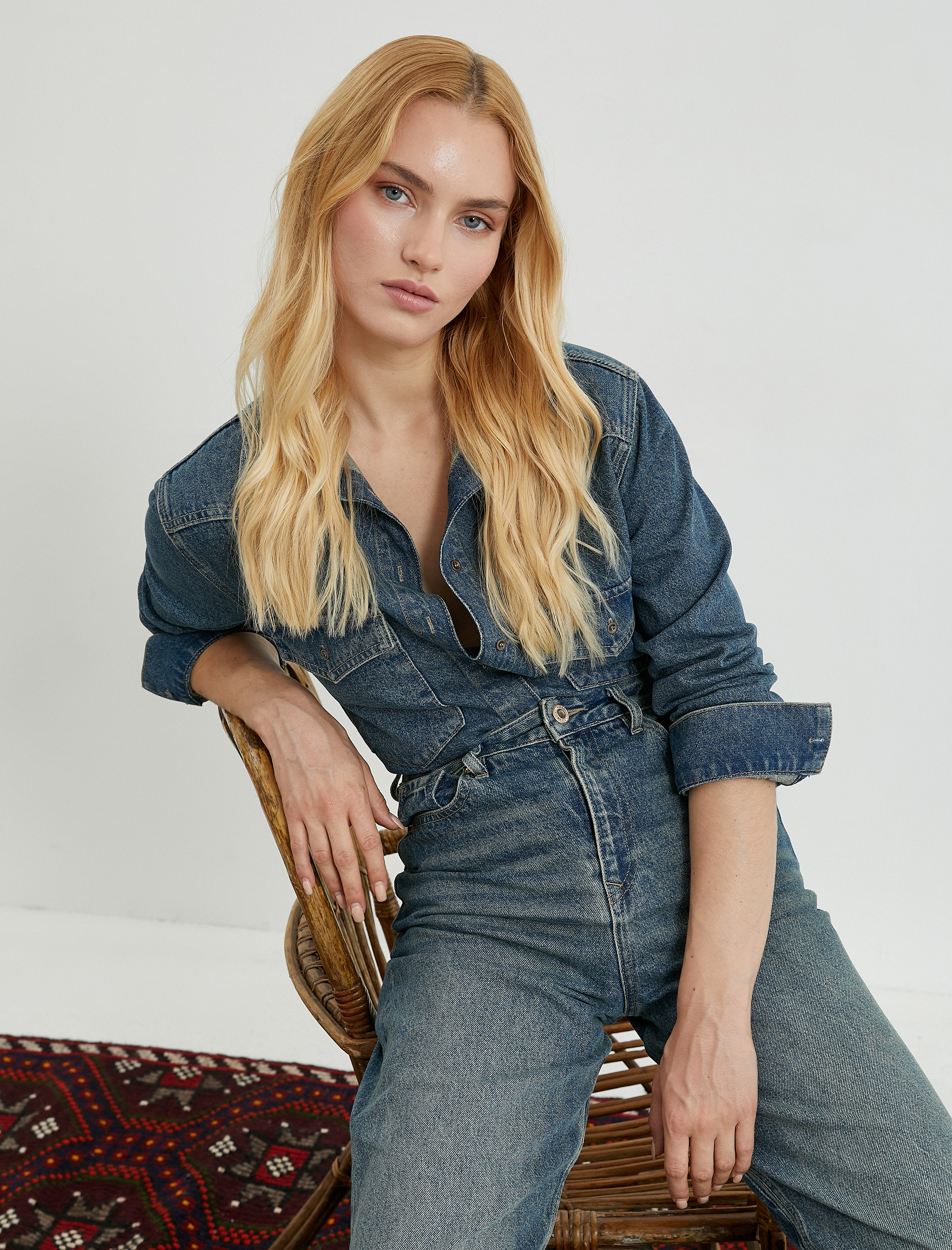   Kot Gömlek Uzun Kollu Cep Detaylı Düğmeli