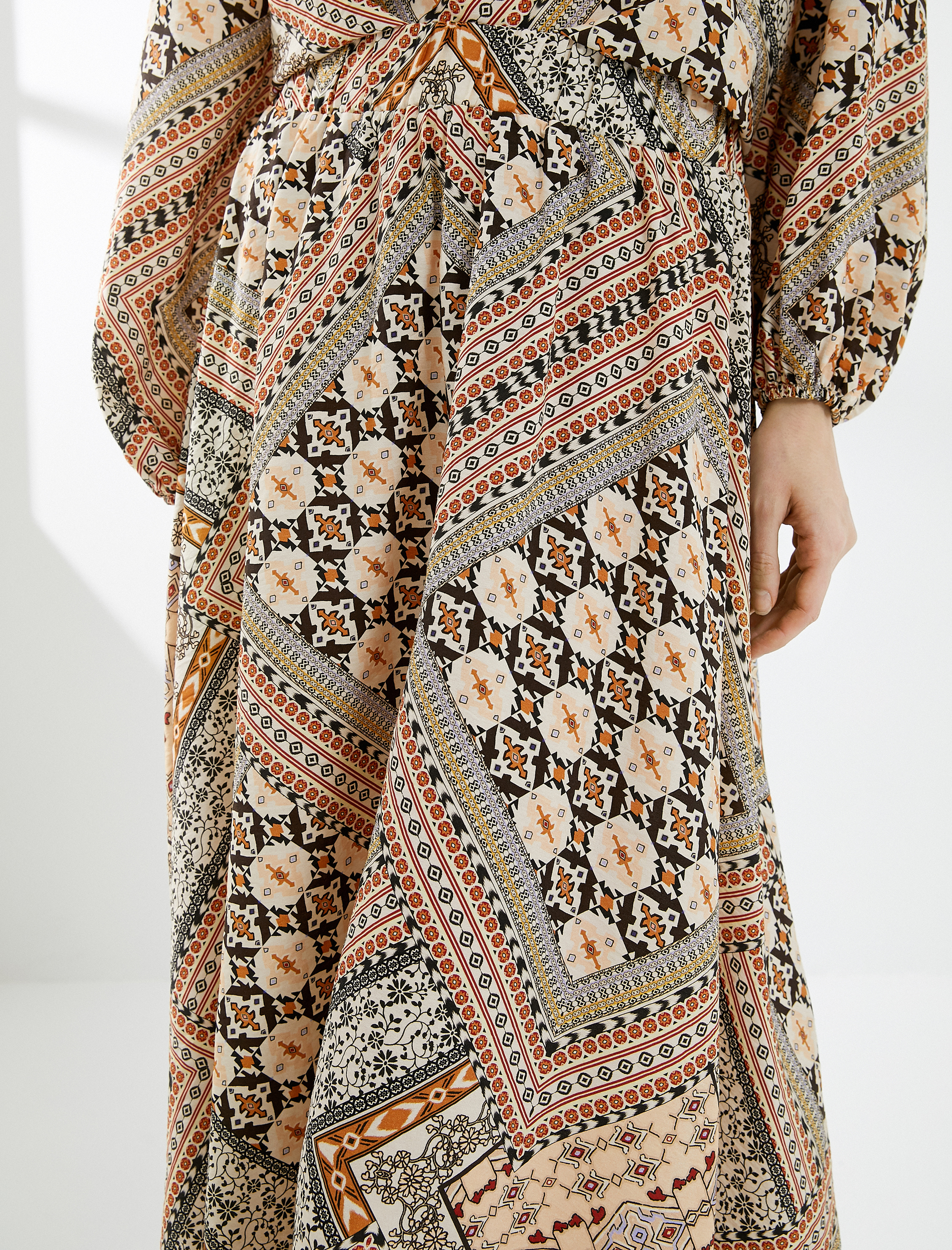   Kloş Midi Etek Etnik Beli Bağcıklı Viskon