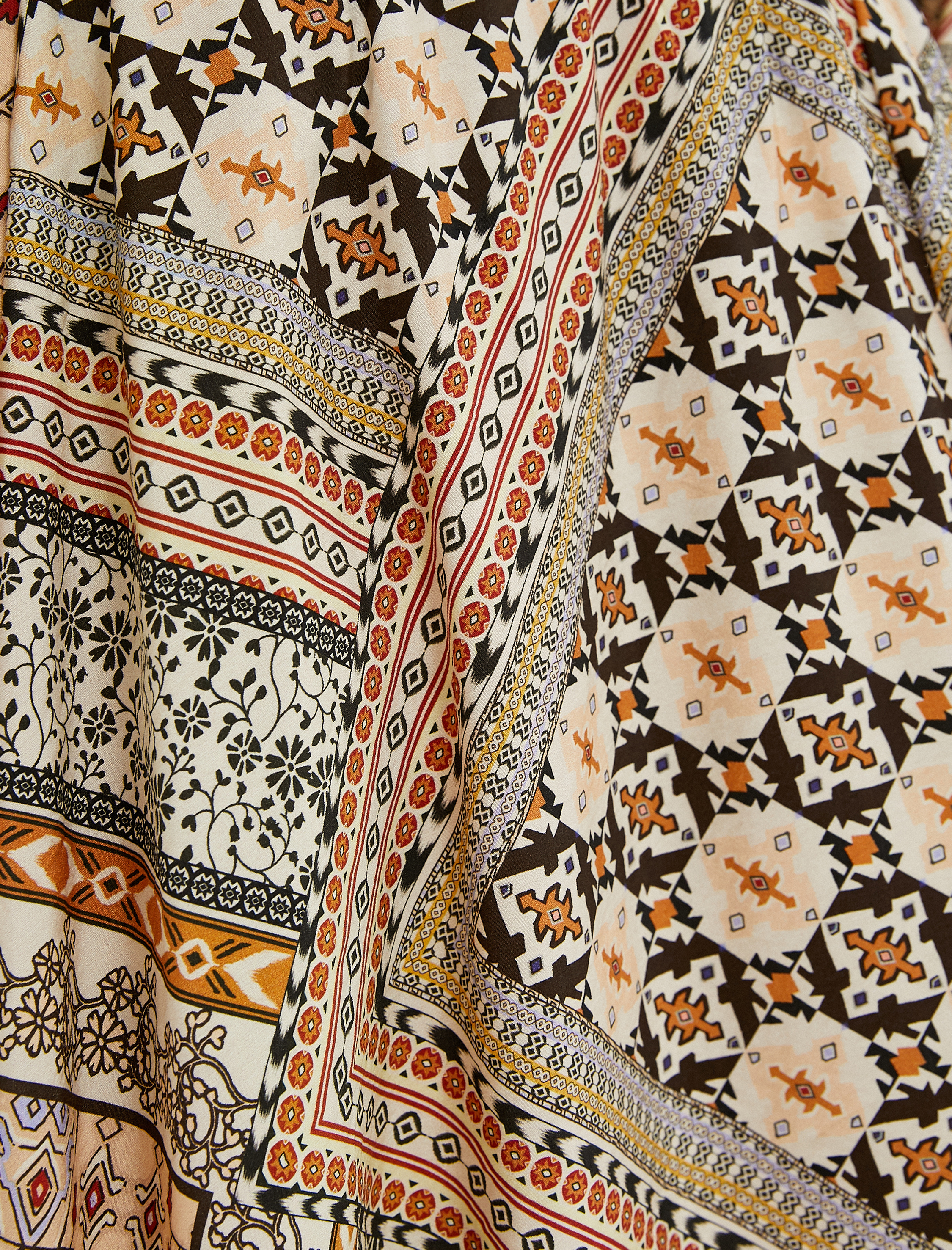   Kloş Midi Etek Etnik Beli Bağcıklı Viskon