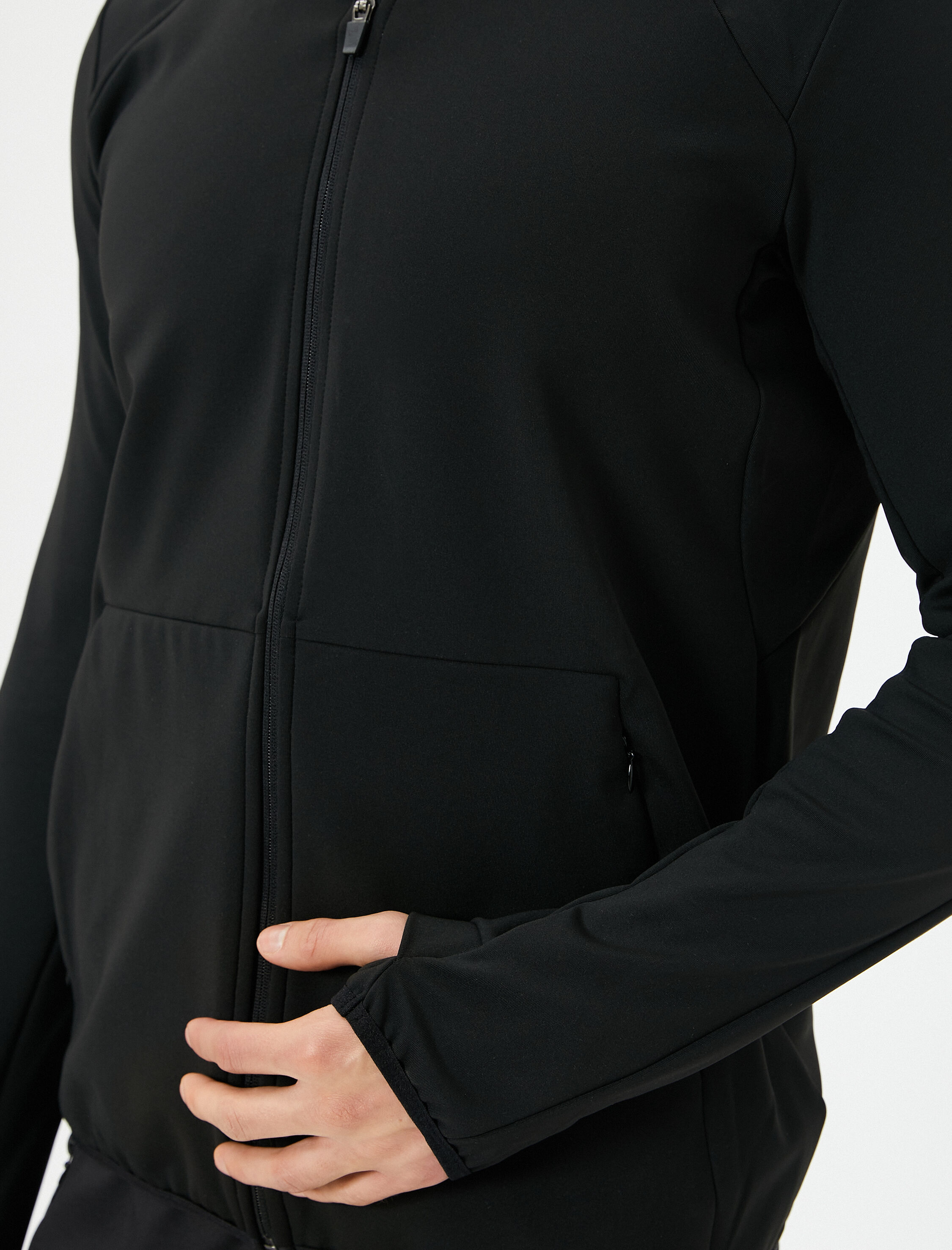   Spor Sweat Kapşonlu Fermuarlı İçi Şardonlu Cep Detaylı