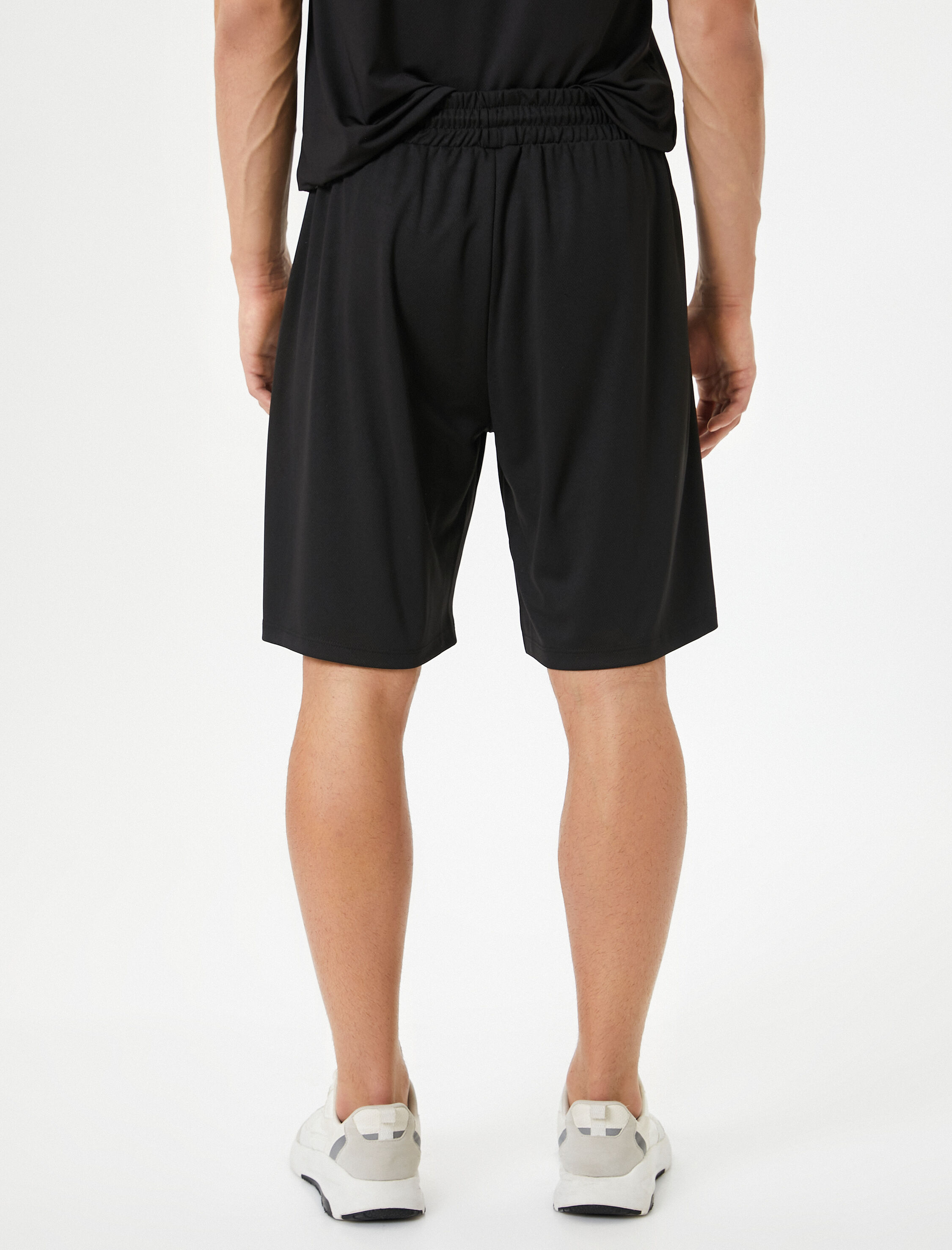   Spor Şort Slogan Baskılı Beli Bağcıklı Cepli