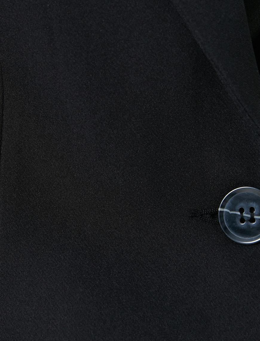   Crop Blazer Ceket Düğmeli Dikiş Detaylı