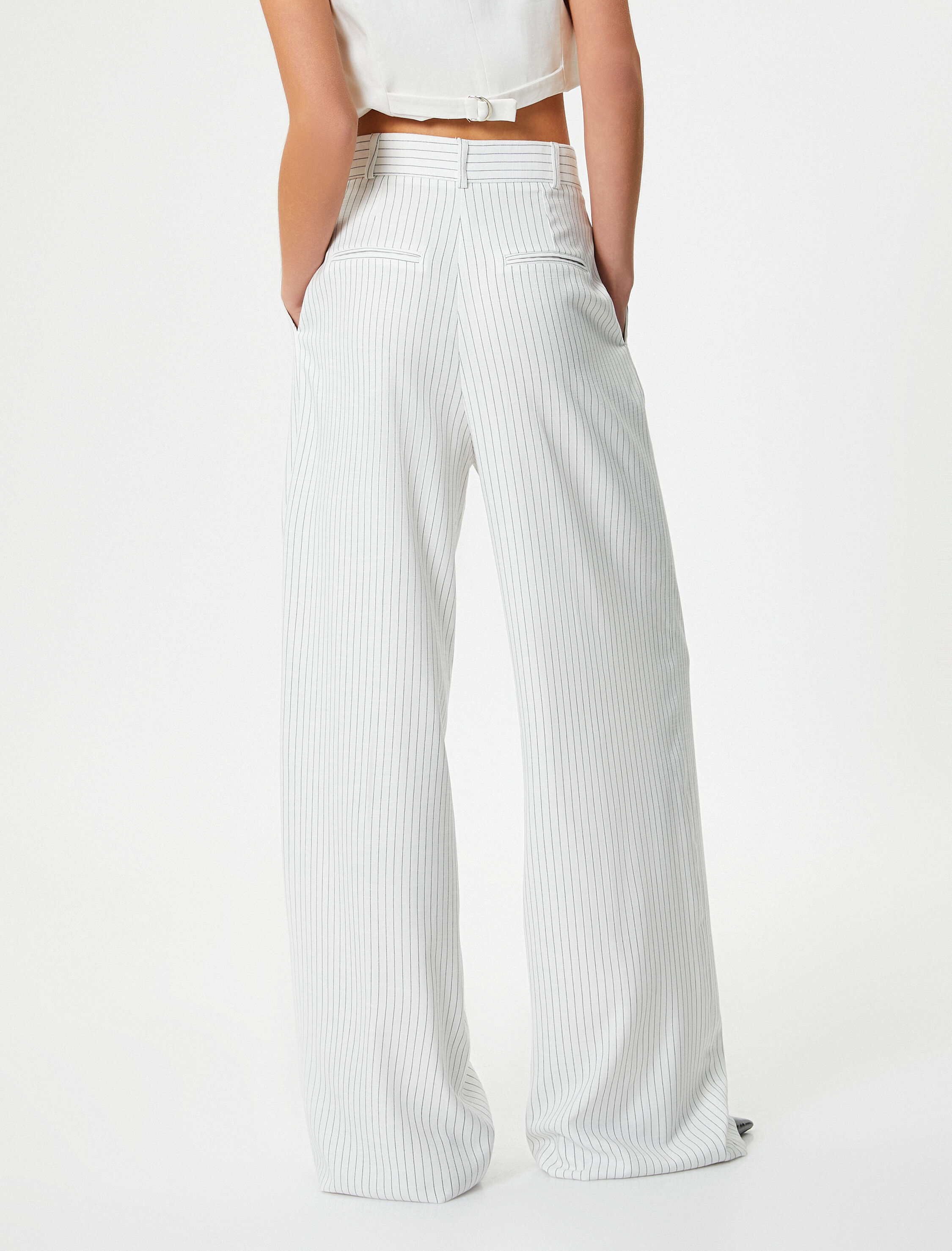 Palazzo Pantolon Yüksek Bel Bol Paça Cepli Pile Detaylı