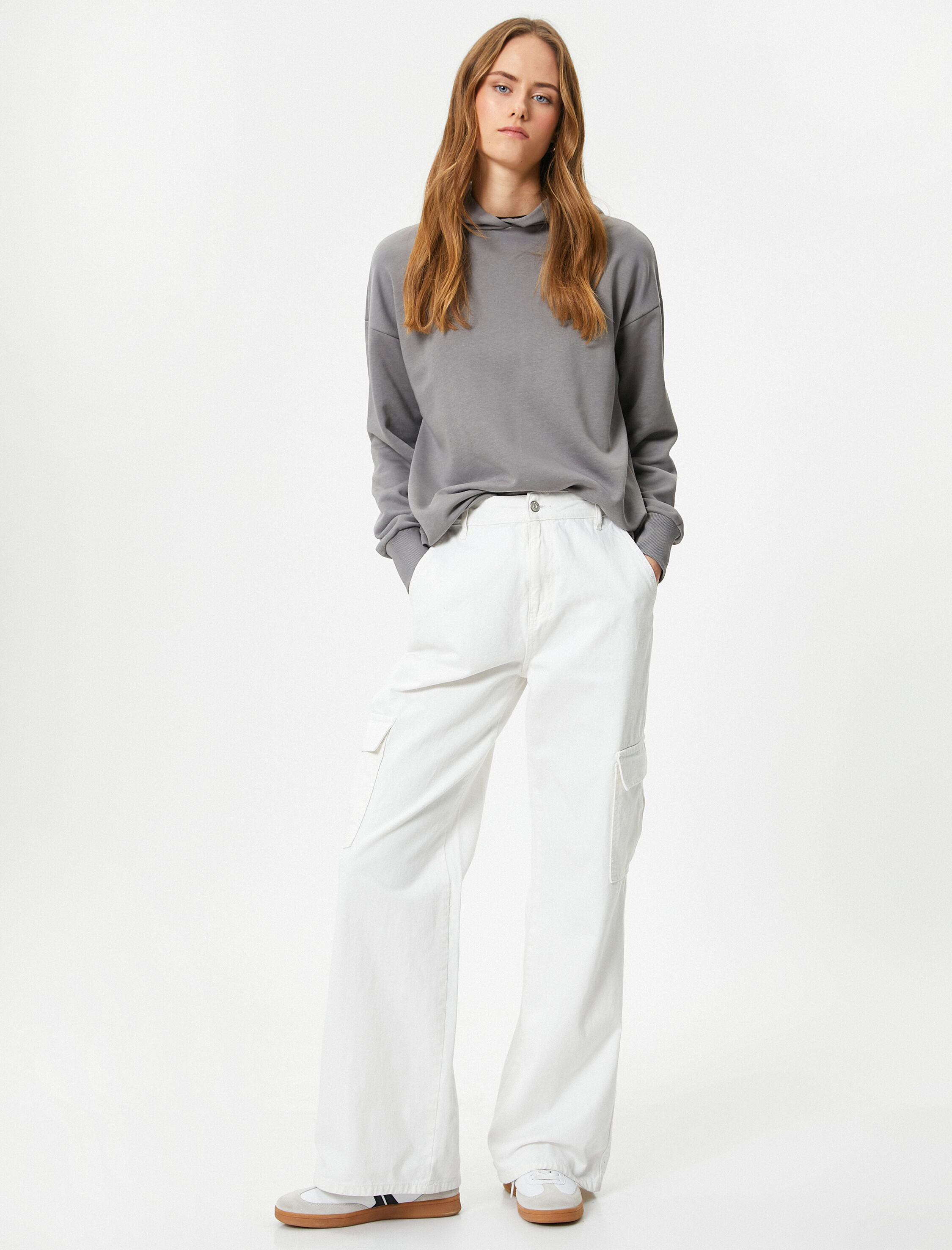   Basic Kapşonlu Sweatshirt Pamuk Karışımlı