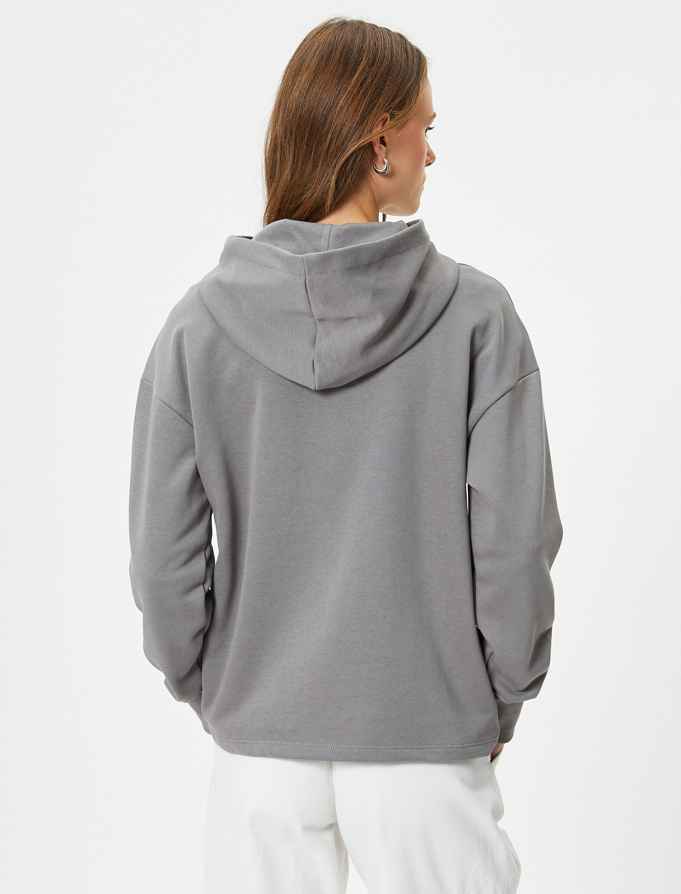   Basic Kapşonlu Sweatshirt Pamuk Karışımlı