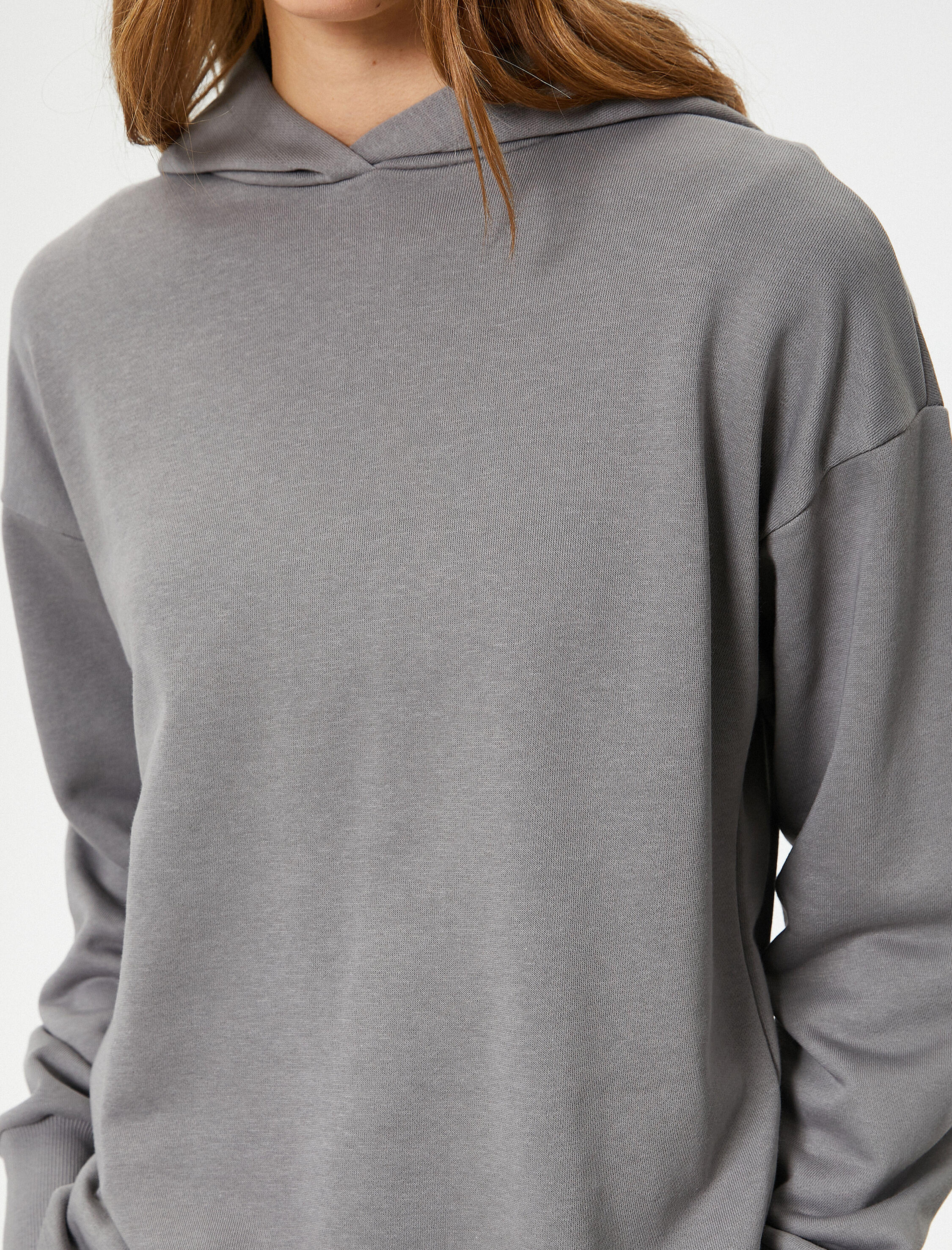   Basic Kapşonlu Sweatshirt Pamuk Karışımlı