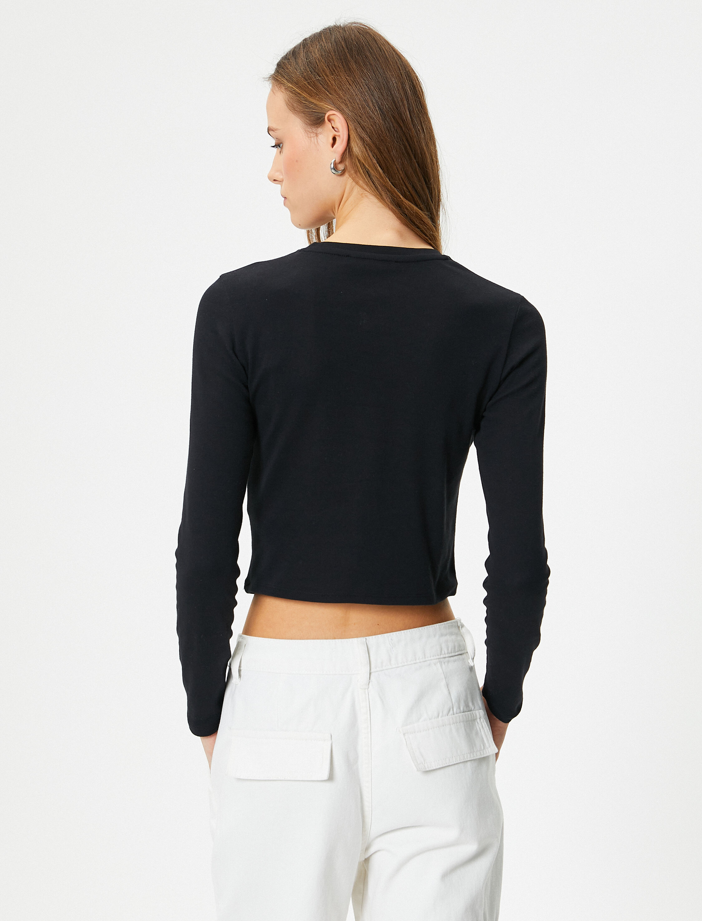   Uzun Kollu Tişört Kolej Baskılı Sloganlı Bisiklet Yaka