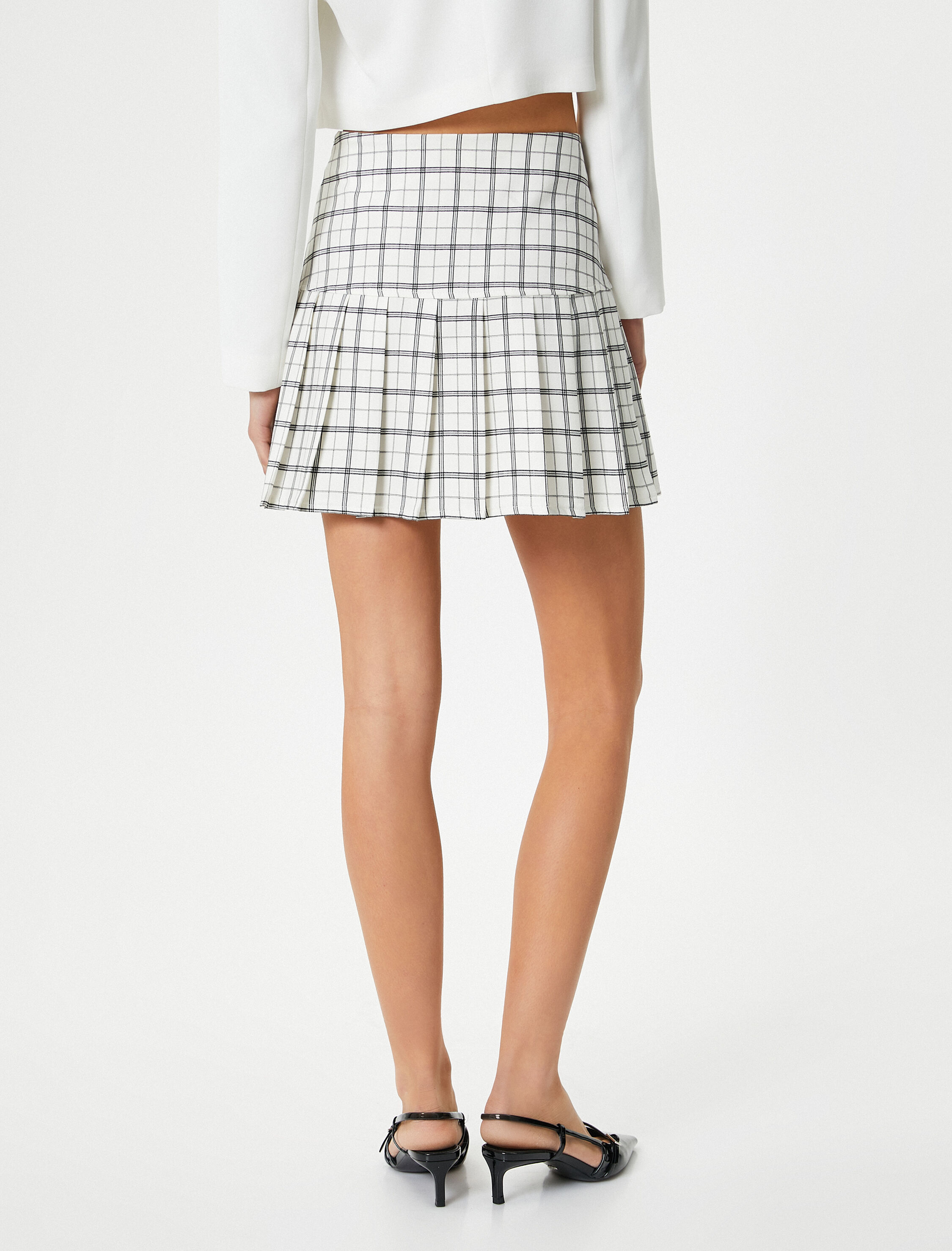   Pileli Mini Etek Viskon Karışımlı