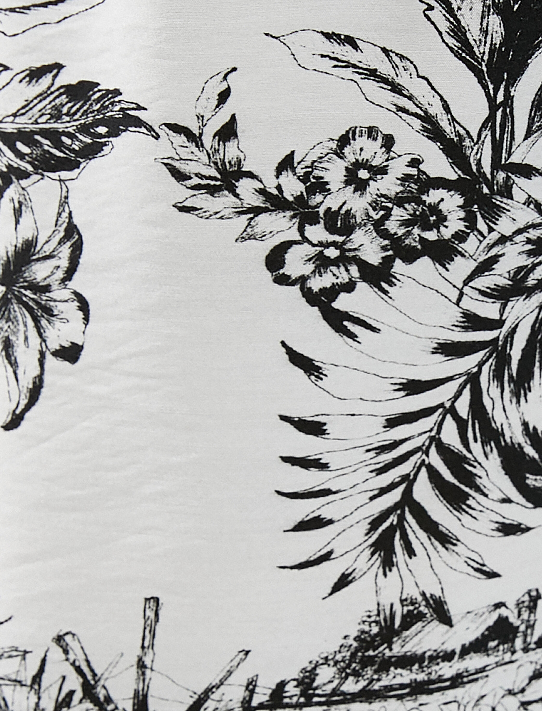   Çiçekli Bol Paça Pantolon Beli Bağlamalı Viskoz Kumaş Karışımlı