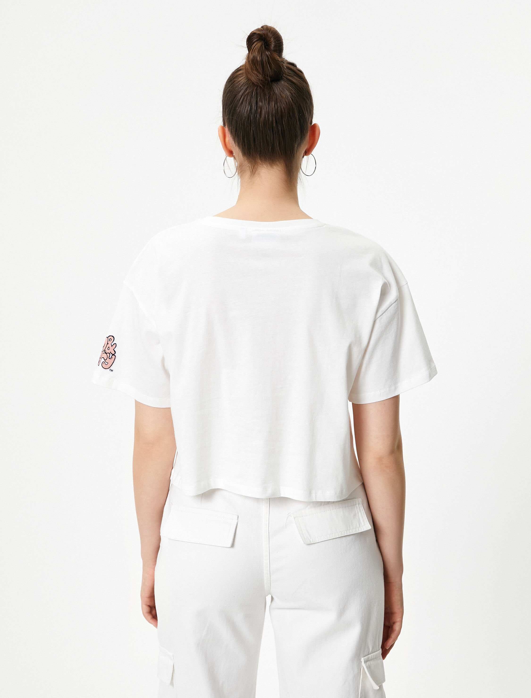   Tom ve Jerry Crop Tişört Lisanslı Kısa Kollu Bisiklet Yaka Pamuklu