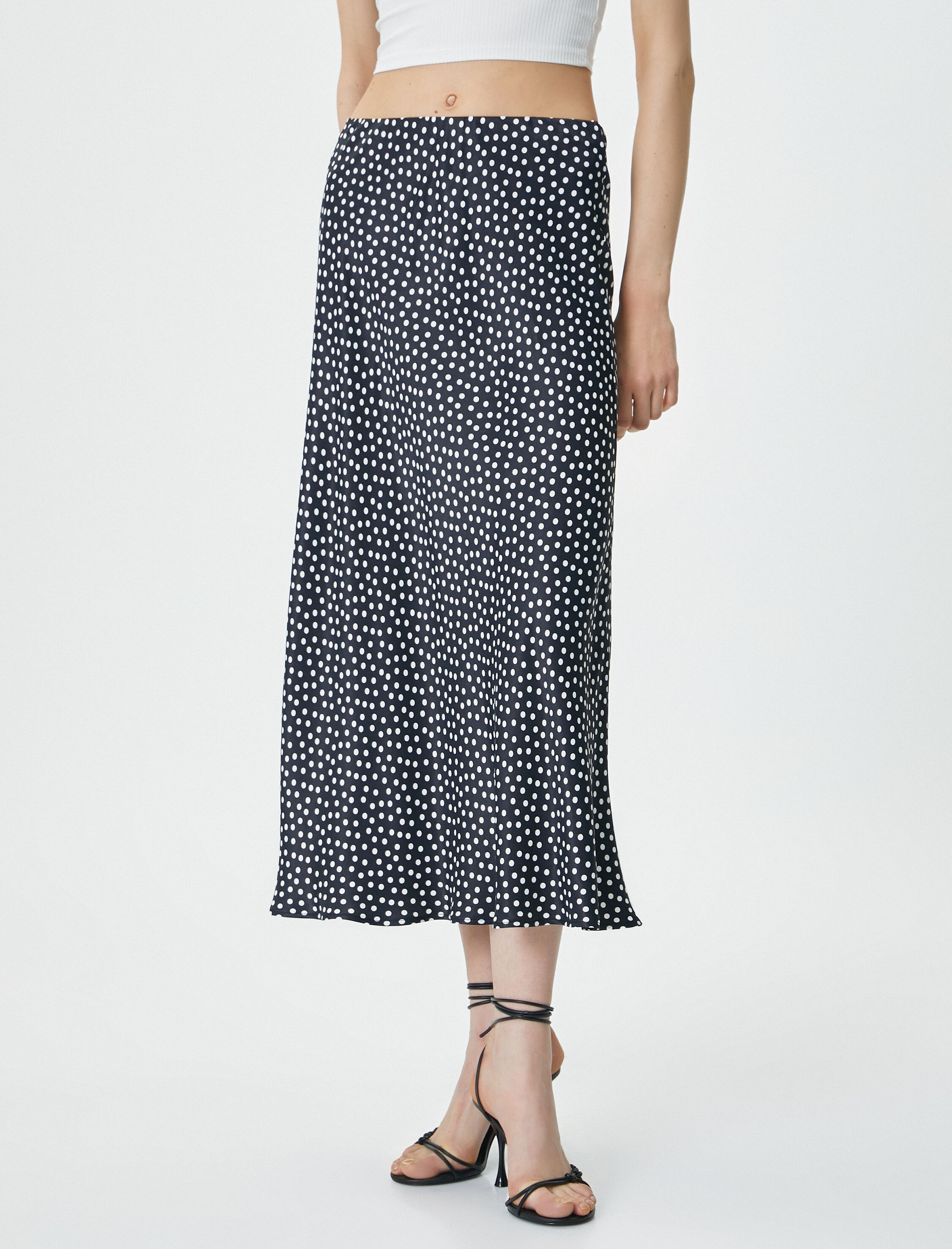   Puantiyeli Midi Etek Viskon