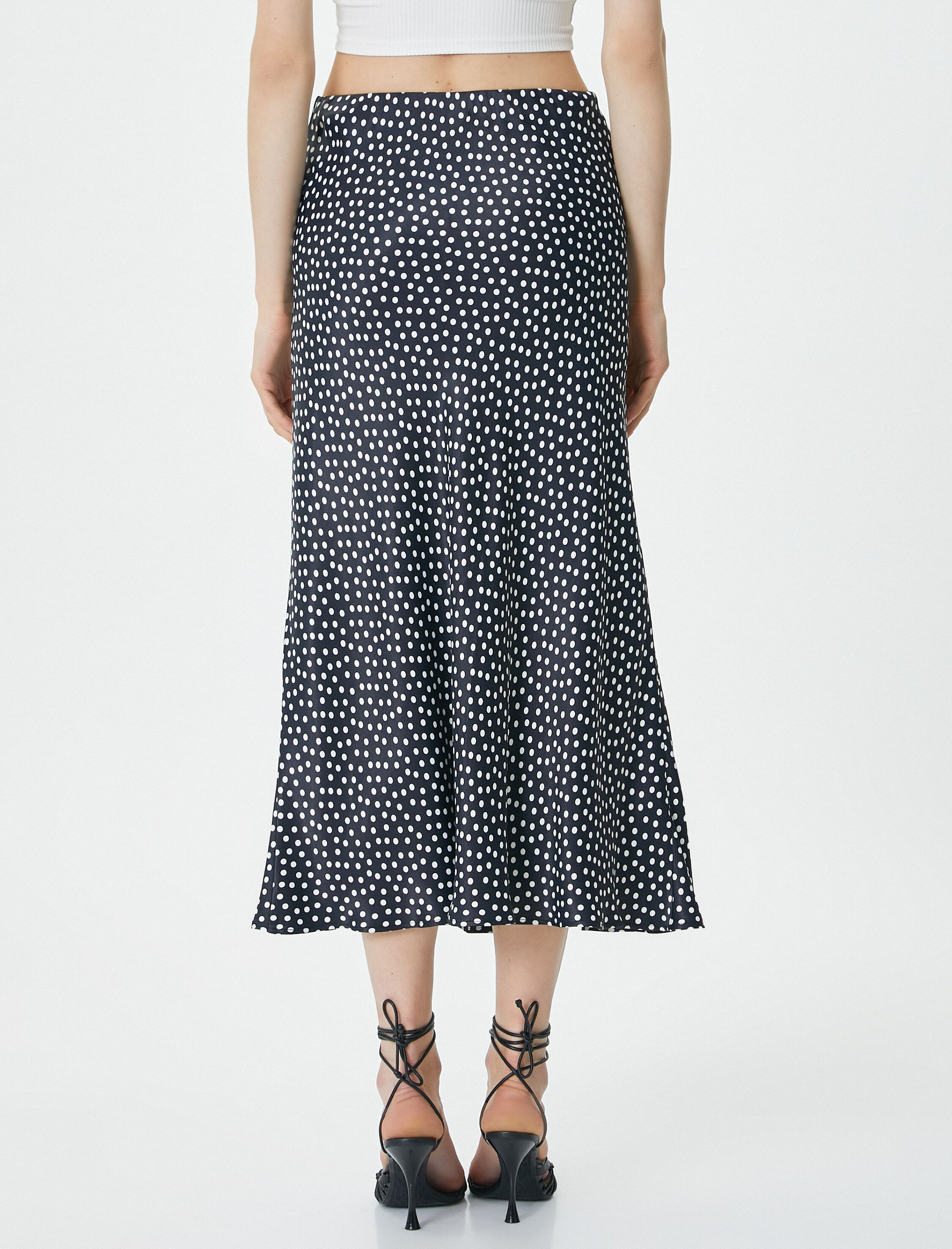   Puantiyeli Midi Etek Viskon