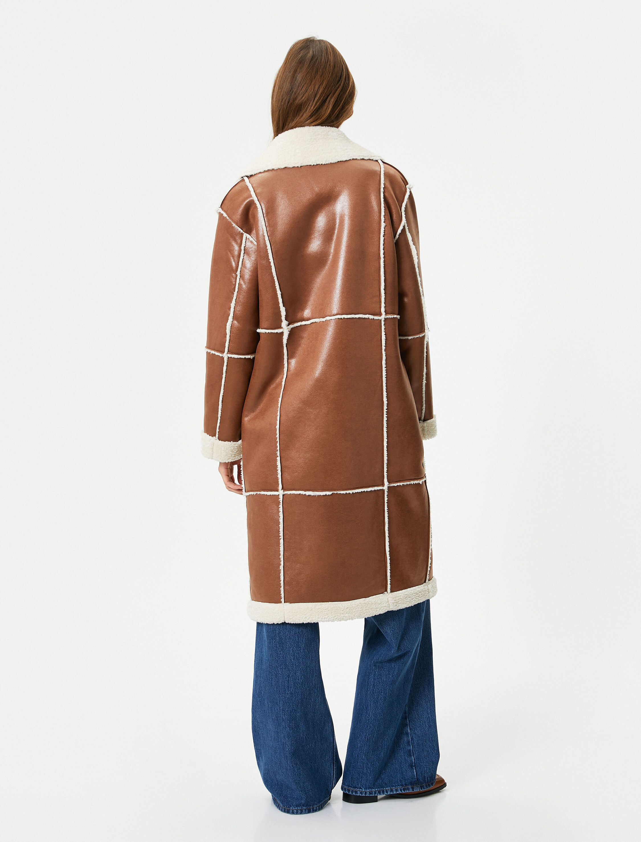 Melis Ağazat X Koton - Suni Deri Suni Kürklü Kaban