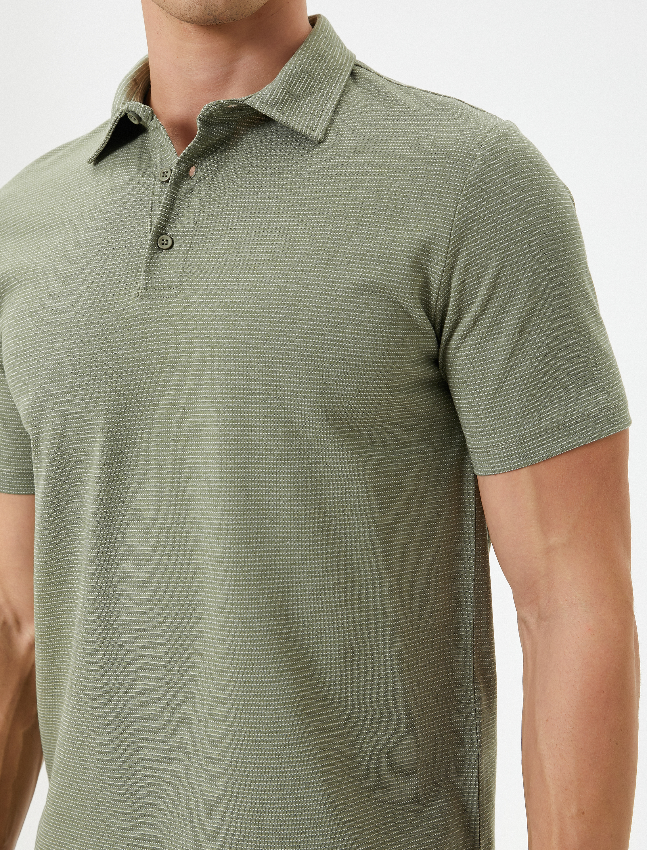 Polo Yaka Tişört Kısa Kollu Düğmeli Dokulu