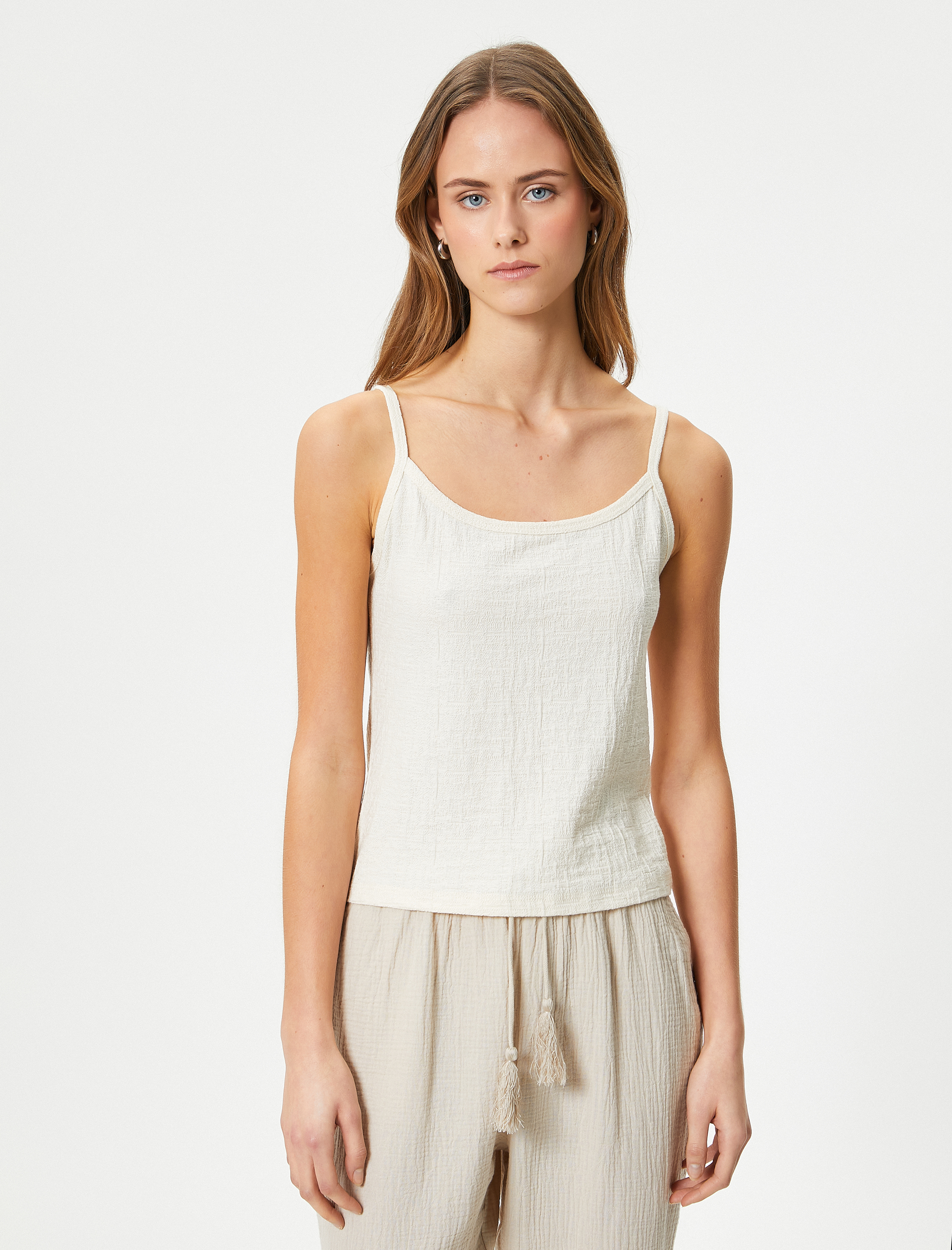   İnce Askılı Atlet Dokulu Pamuklu