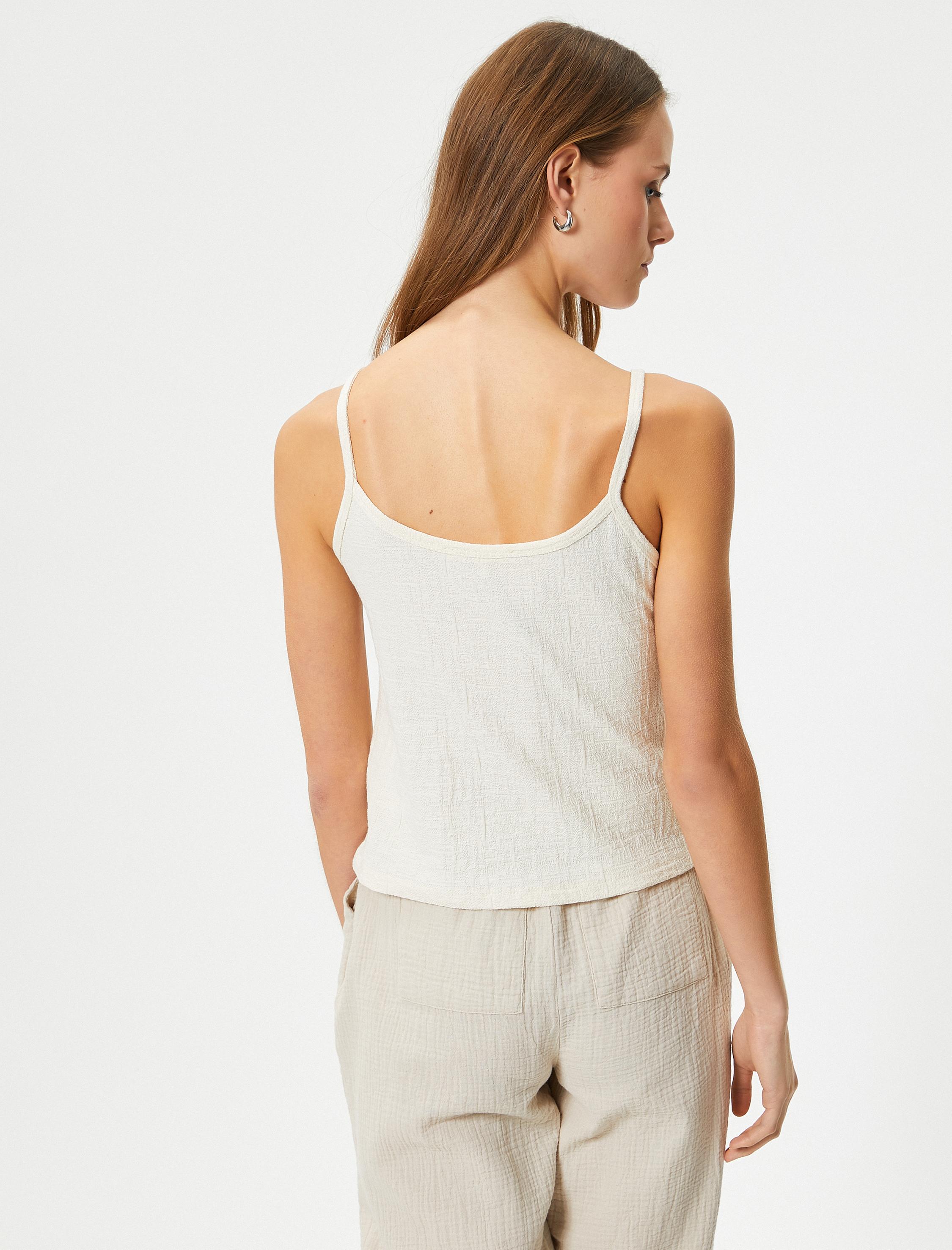   İnce Askılı Atlet Dokulu Pamuklu