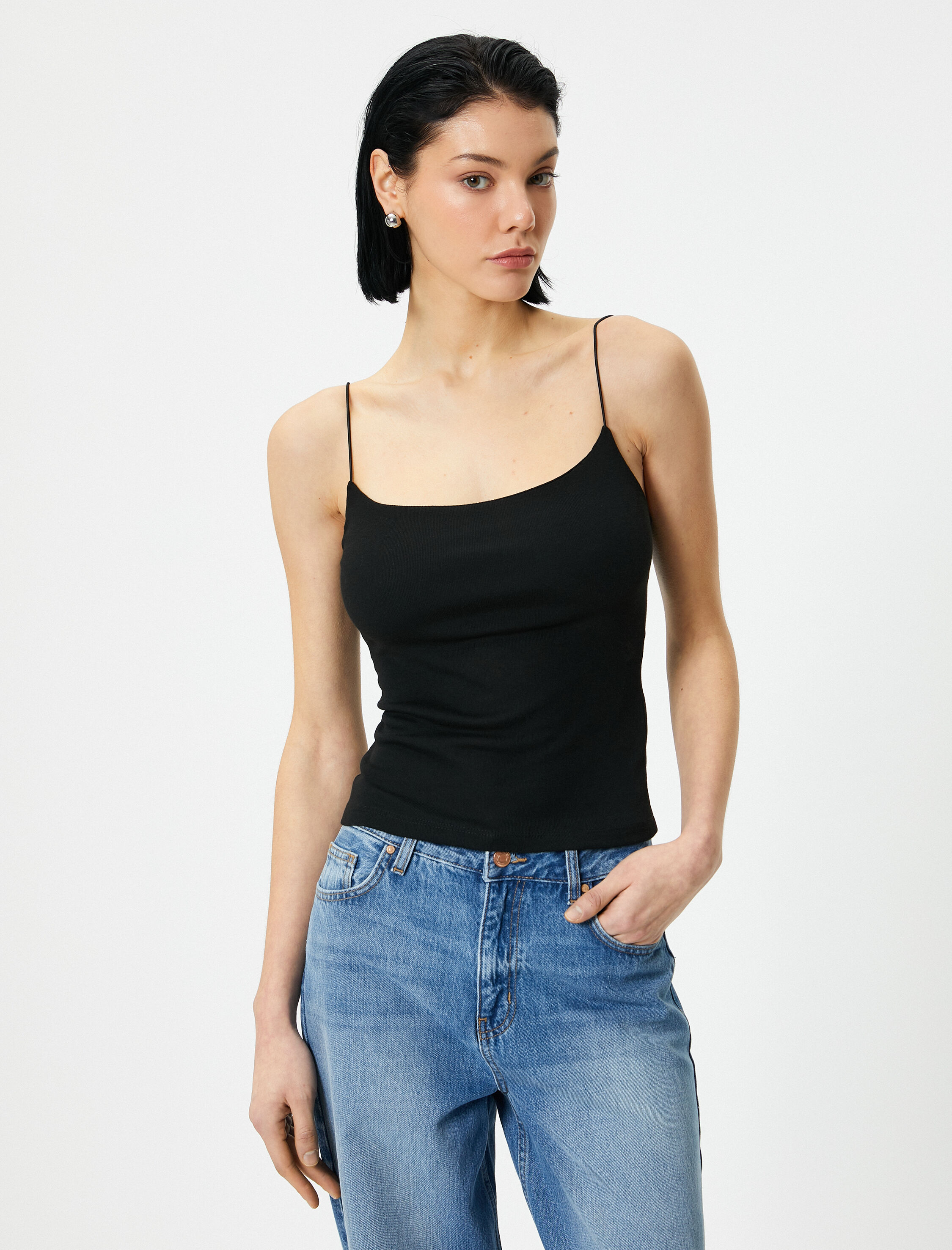   İnce Askılı Atlet Viskoz Kumaş Karışımlı