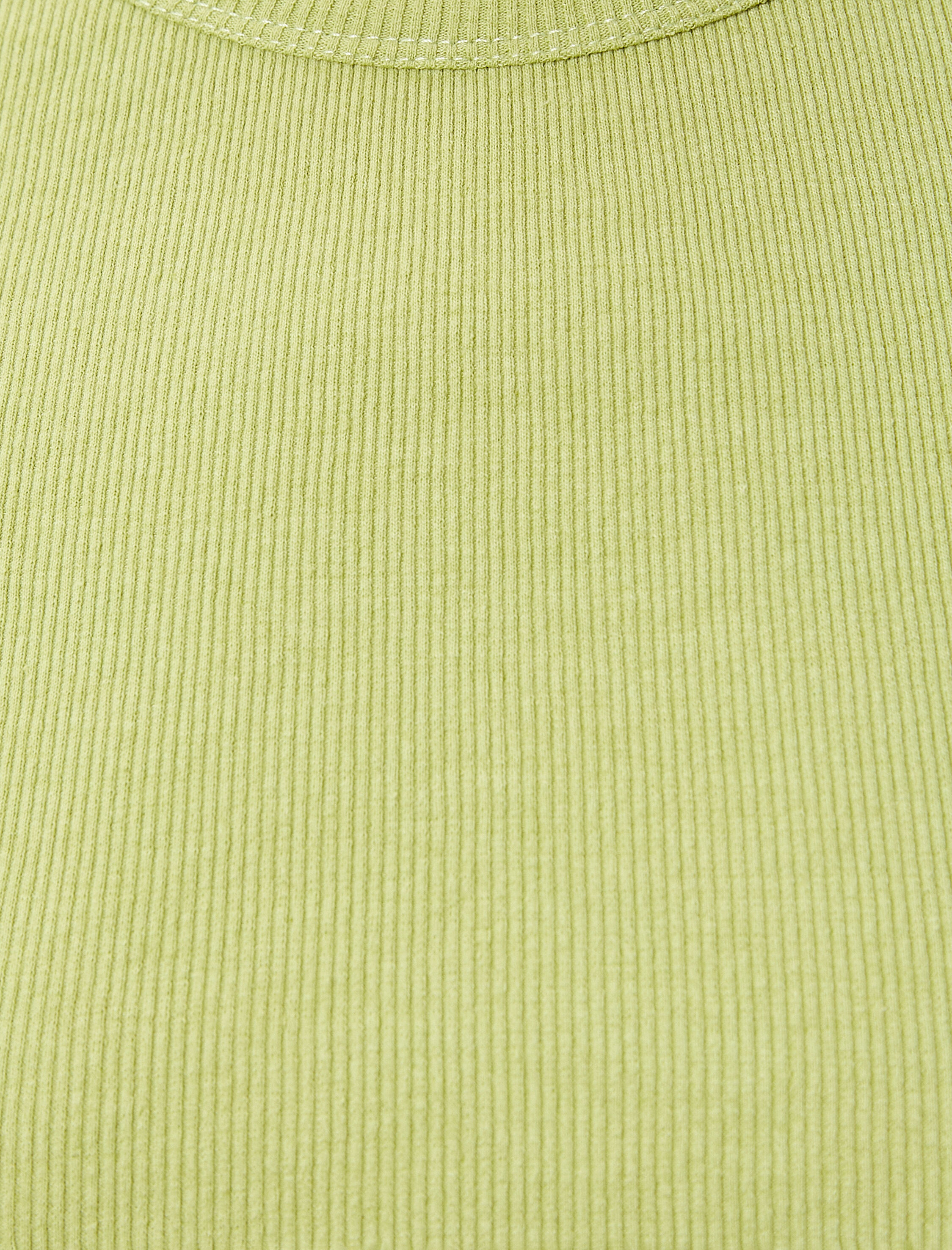   Basic Crop Tişört Ribanalı Kısa Kollu Bisiklet Yaka Slim Fit