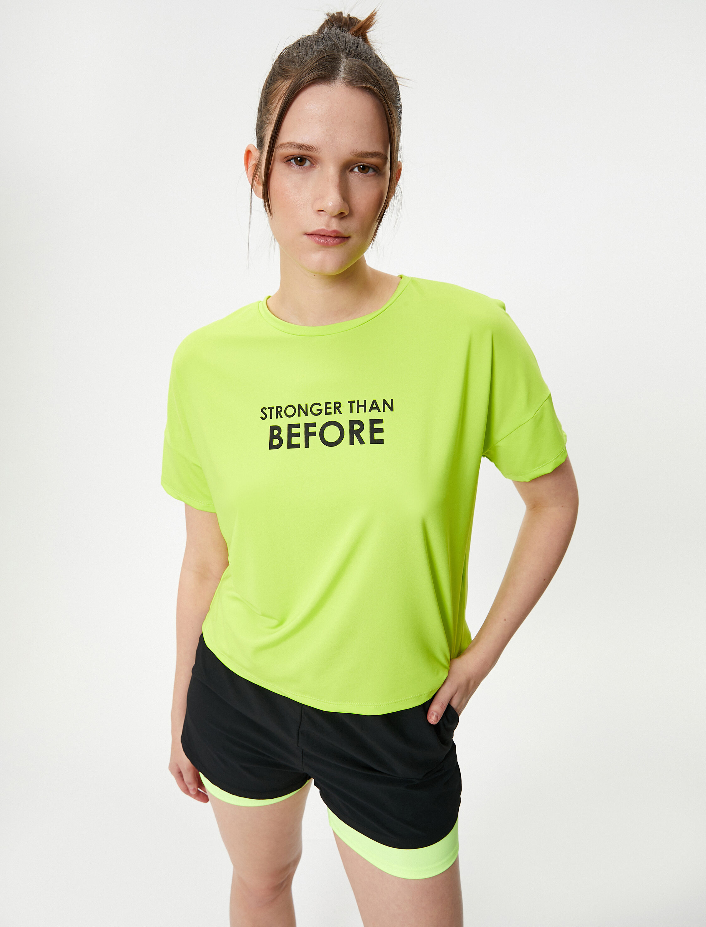   Baskılı Oversize Spor Tişört Kısa Kollu Bisiklet Yaka