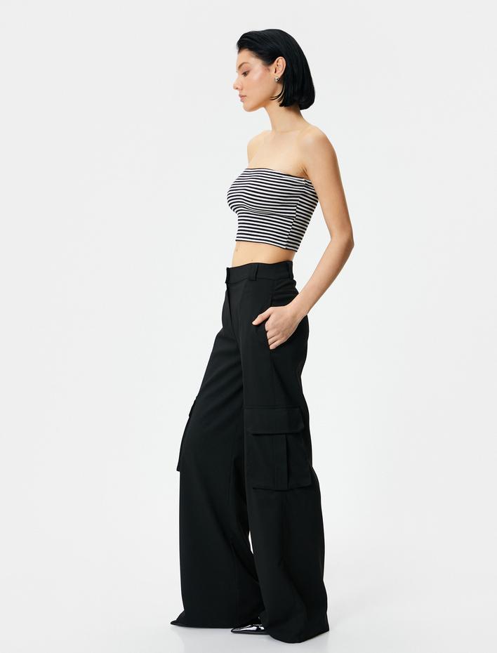  Straplez Crop Üst Pamuklu