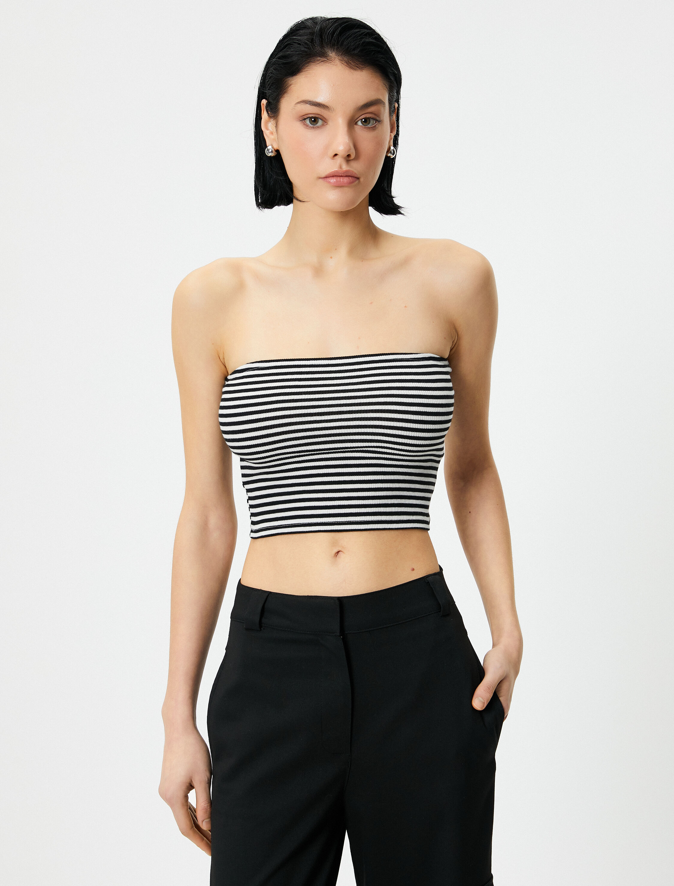   Straplez Crop Üst Pamuklu