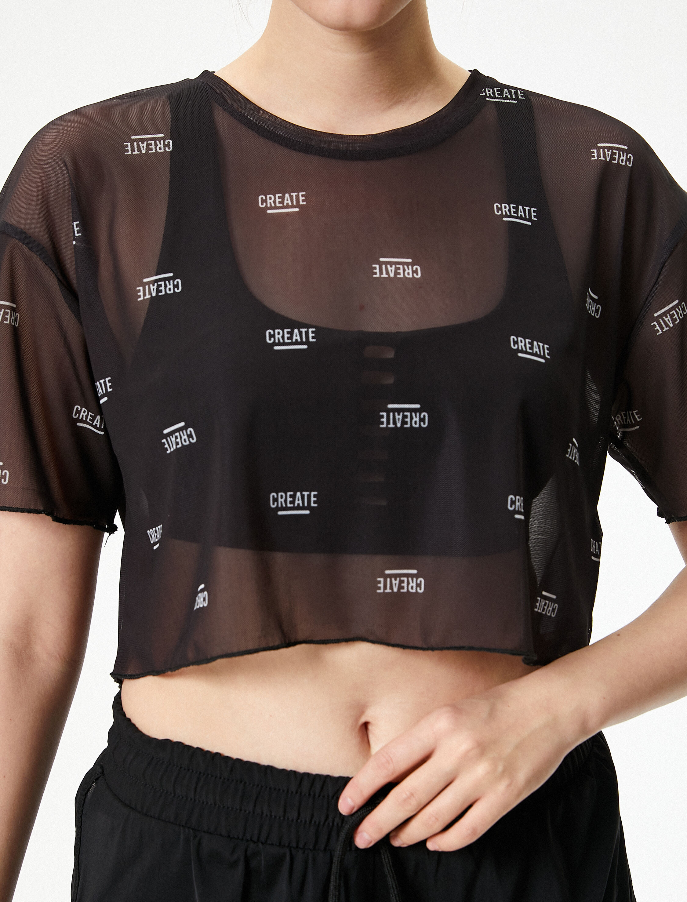   Tül Spor Tişört Baskılı Kısa Kollu Bisiklet Yaka