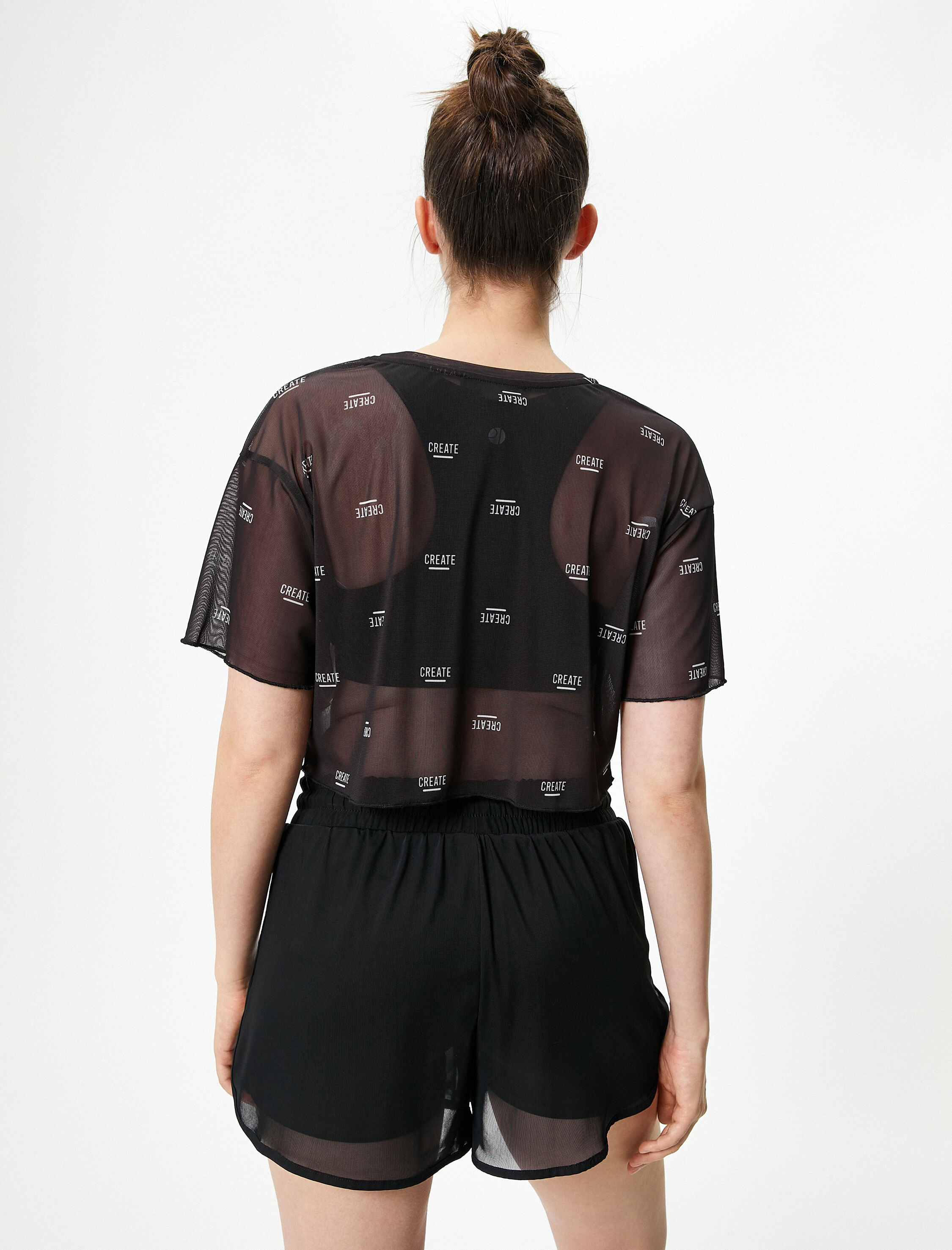   Tül Spor Tişört Baskılı Kısa Kollu Bisiklet Yaka