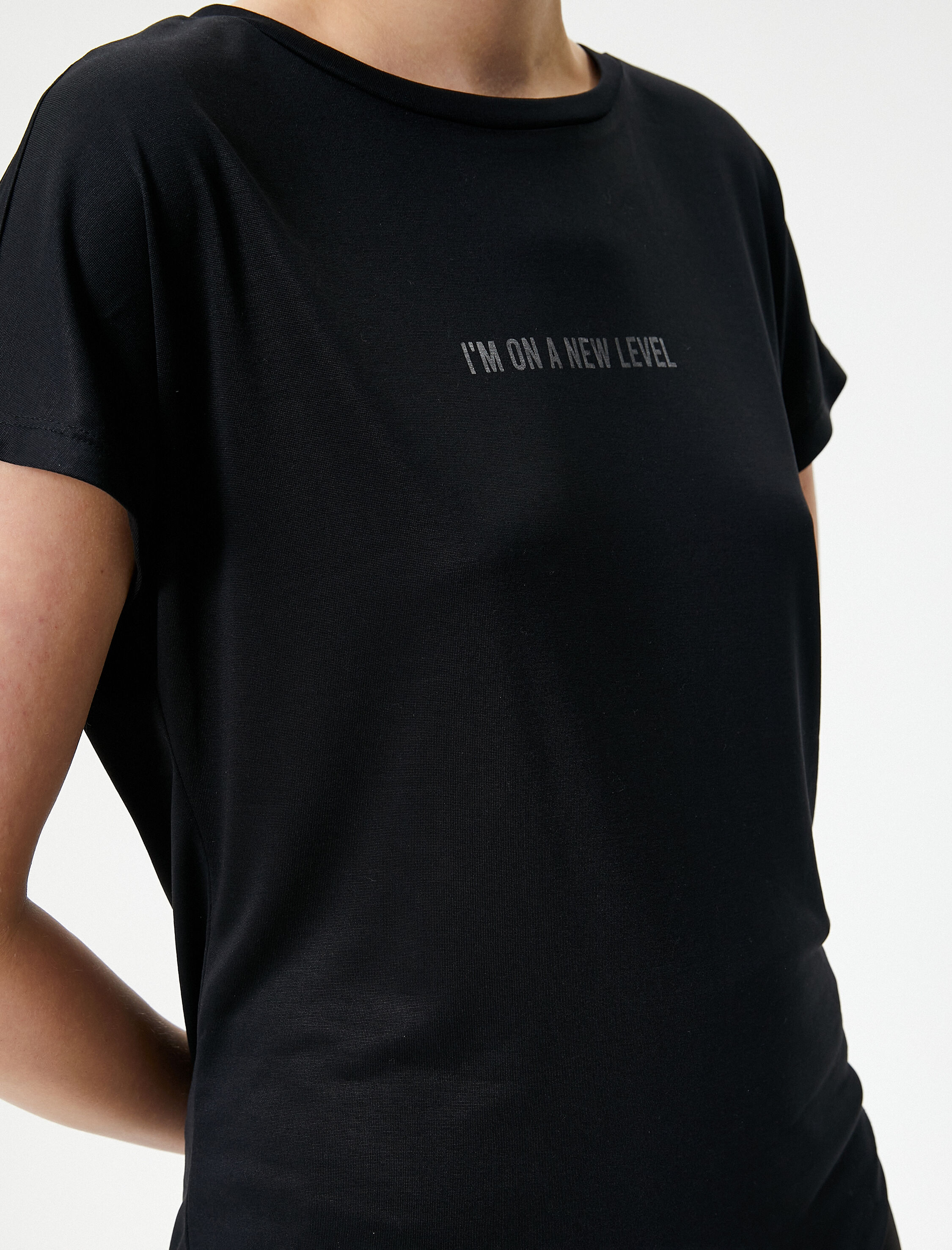   Modal Kumaş Spor Tişört Baskılı Kısa Kollu Bisiklet Yaka Rahat Kalıp